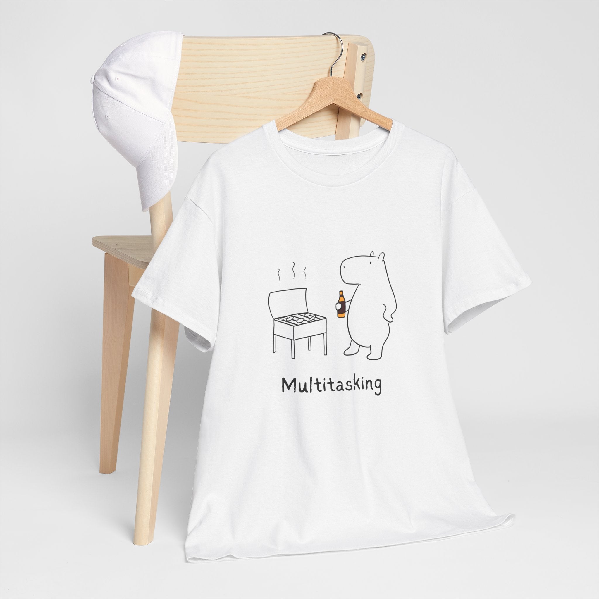 Multitasking BBQ – Funny Capybara Grilling Heavy Tee