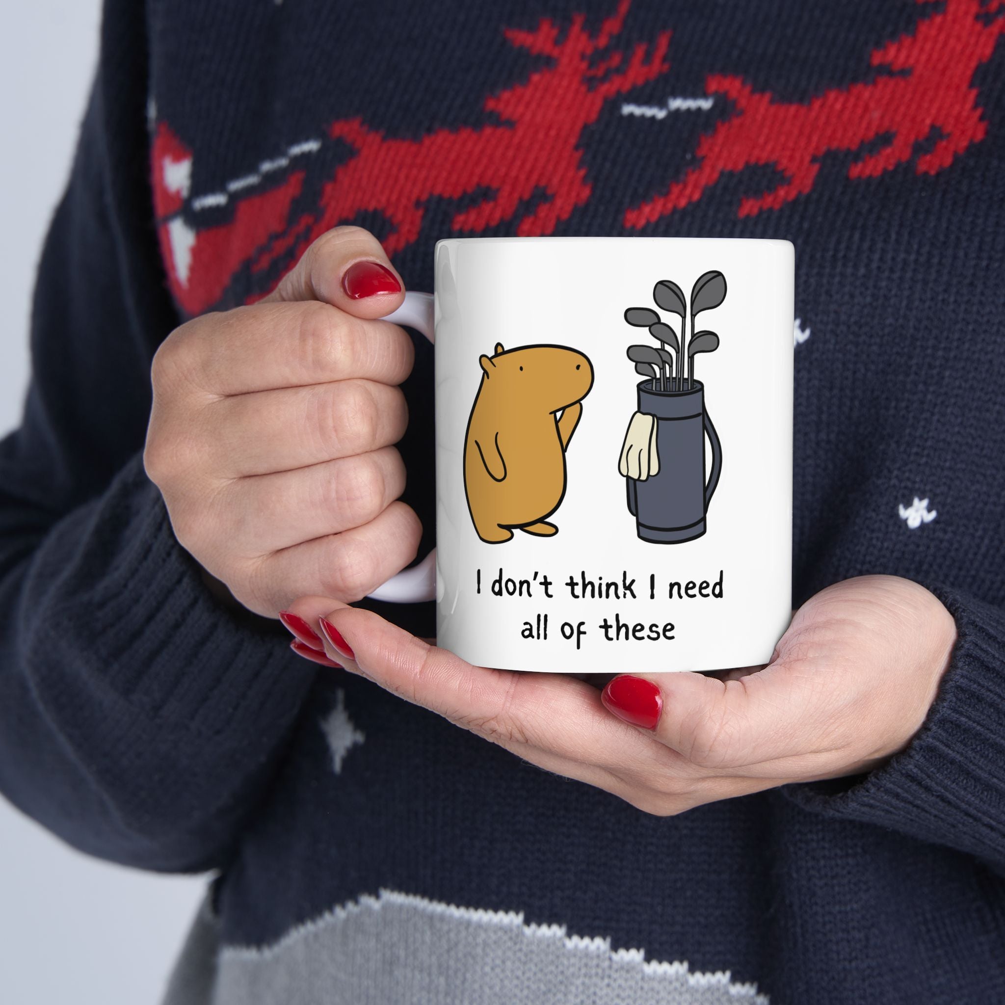 "I don't think I need all of these" Capybara Golf Lover Coffee Mug