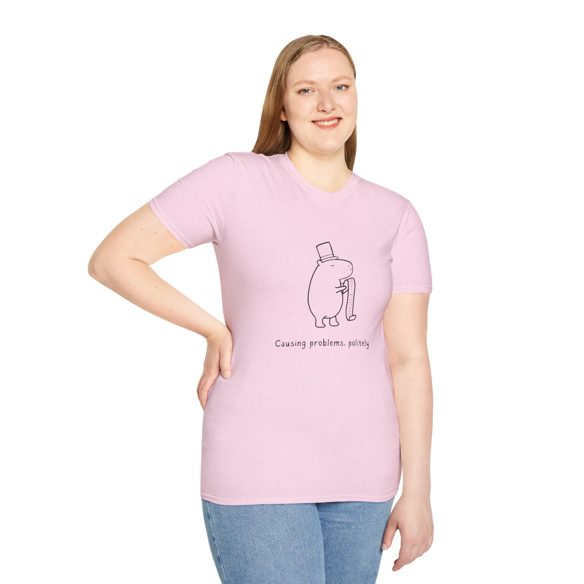 Funny Minimalist Tee - Capybara Causing Problems Politely
