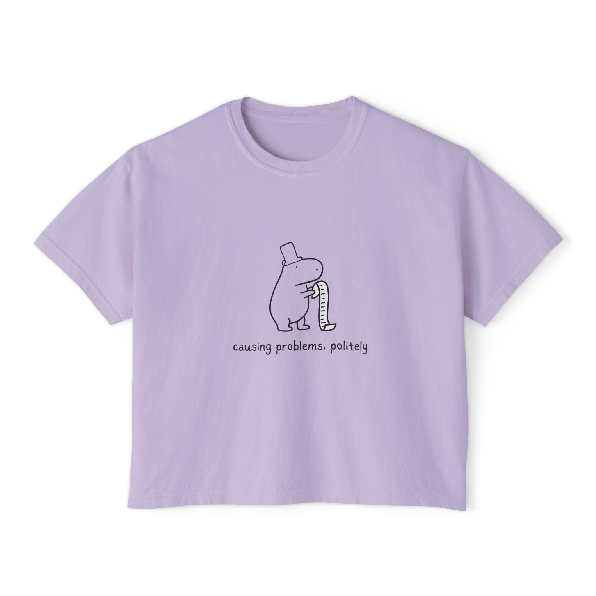 Funny Womens Boxy Tee - Capybara Causing Problems Politely