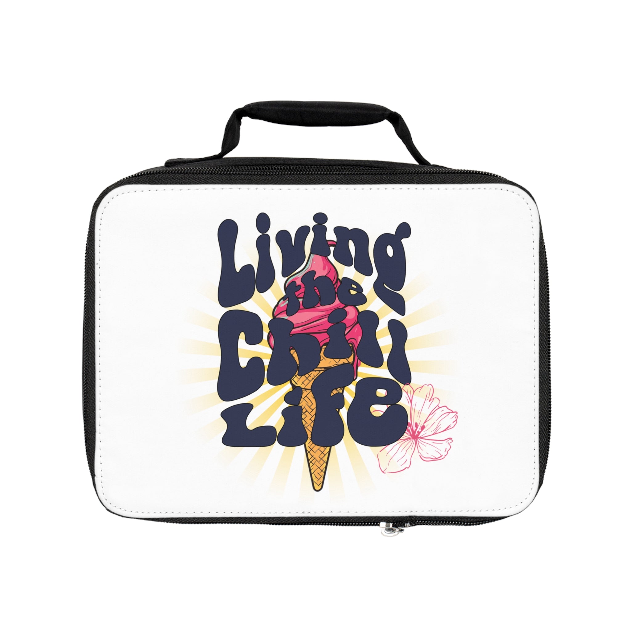 Kids Ice Cream Lunchbox – Living the Chill Life Pop Art Ice Cream Design – Cute Insulated Lunch Bag – Funny Gift for Boys and Girls