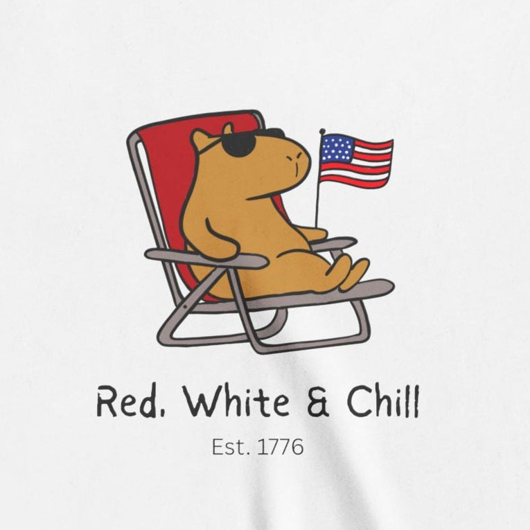 Kids USA Shirt – "Red, White & Chill" Patriotic Capybara Youth Tee