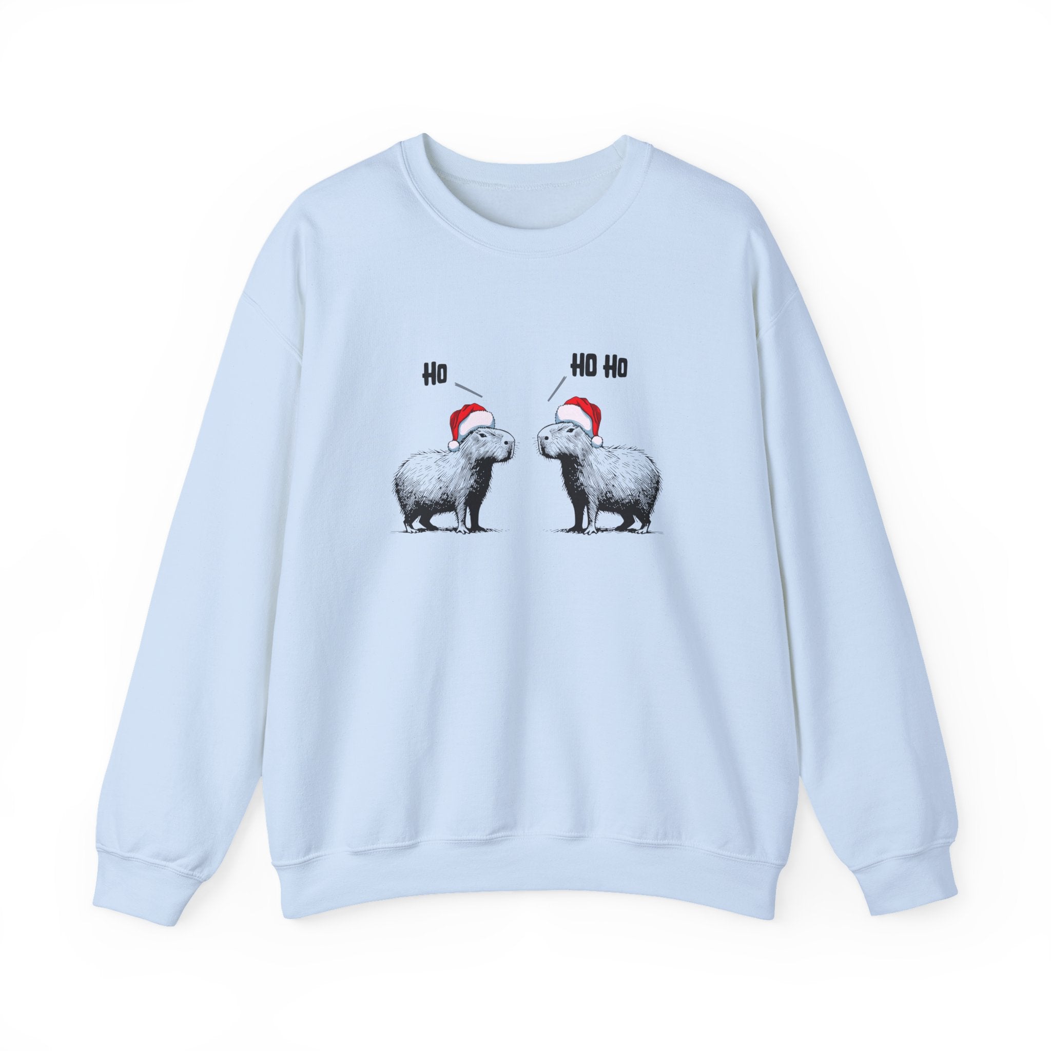 Ho Ho Ho Capybara Christmas Sweatshirt – Cute Minimalist Holiday Sweater (Unisex, Cozy Winter Gift)