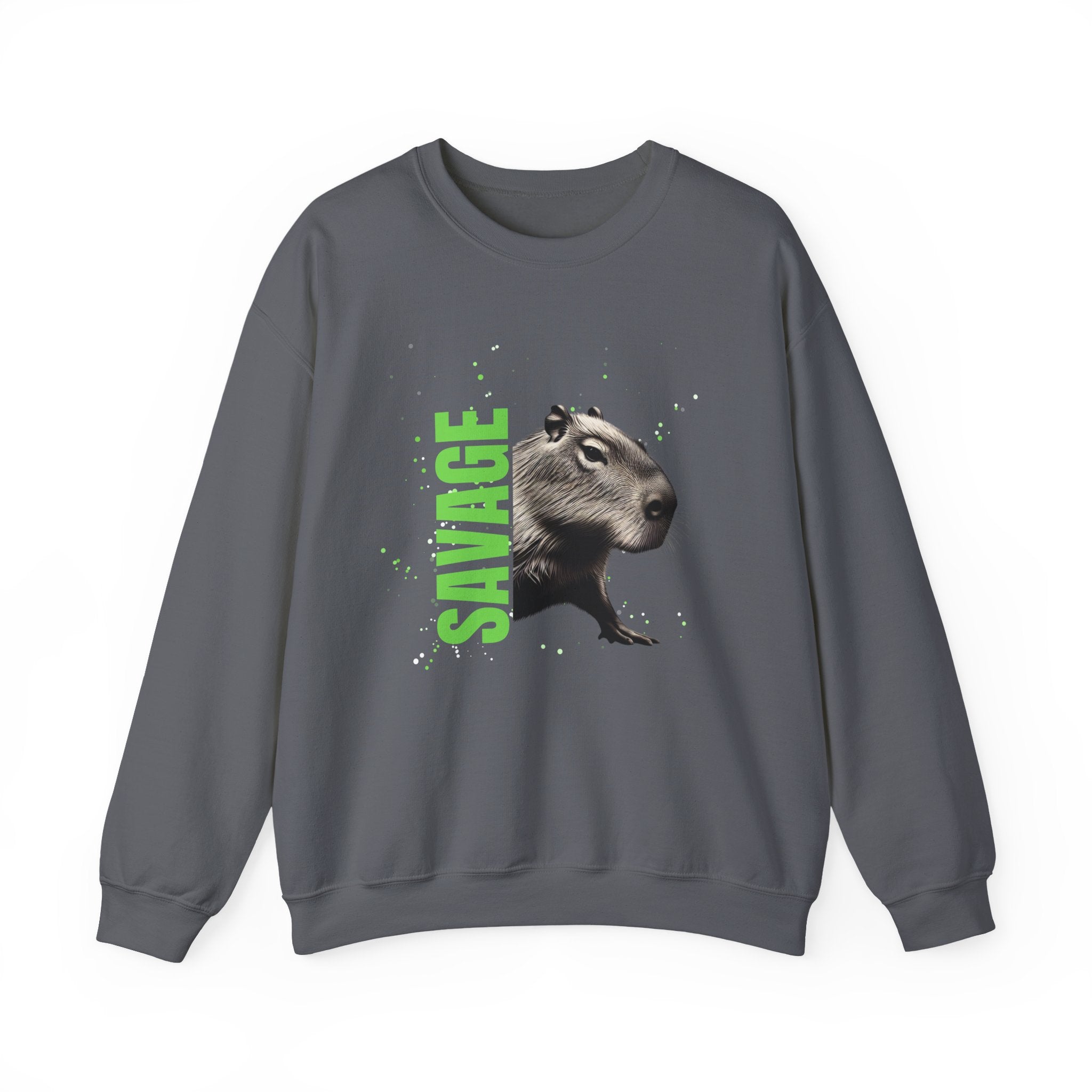 Savage Capybara Streetwear Sweatshirt – Bold Urban Graphic SAVAGE Heavy Crewneck
