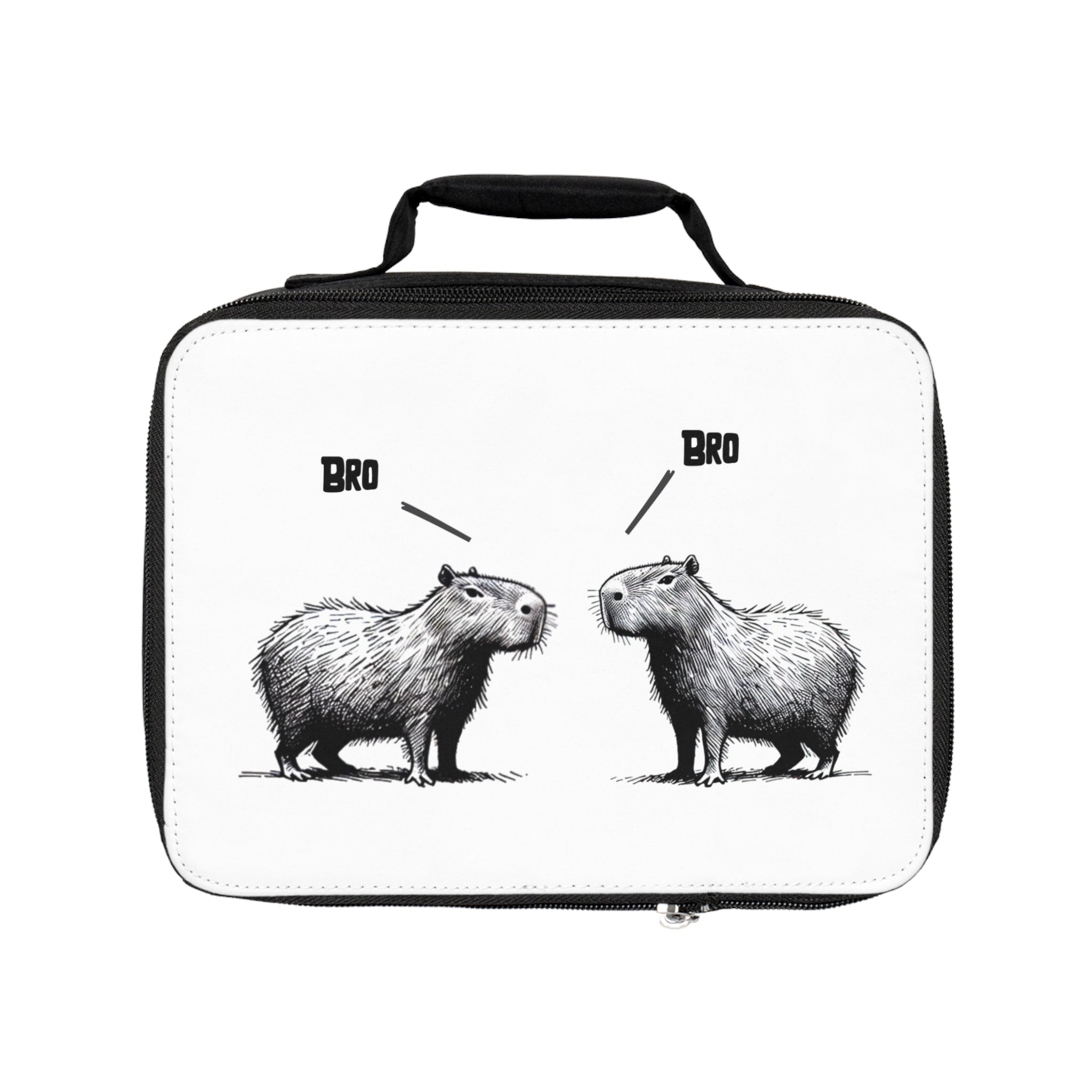 Personalized Kids Lunchbox – Bro Bro Capybara Design – Custom Name Option – Funny Lunch Bag for Boys and Girls with Big Energy