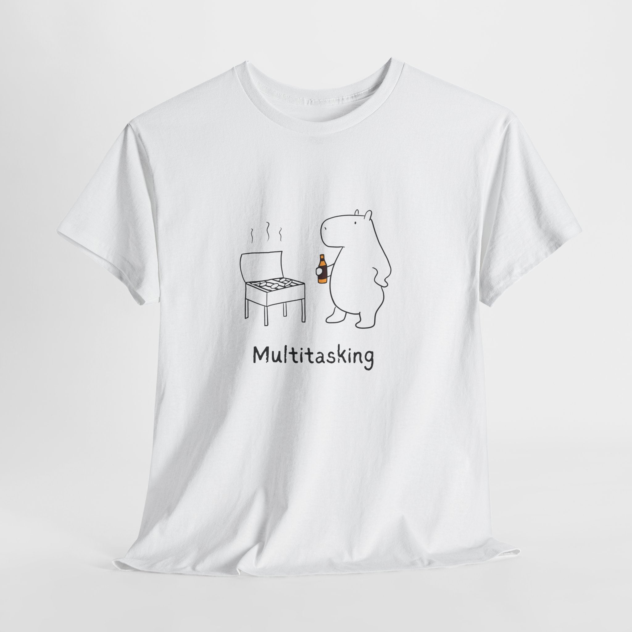 Multitasking BBQ – Funny Capybara Grilling Heavy Tee
