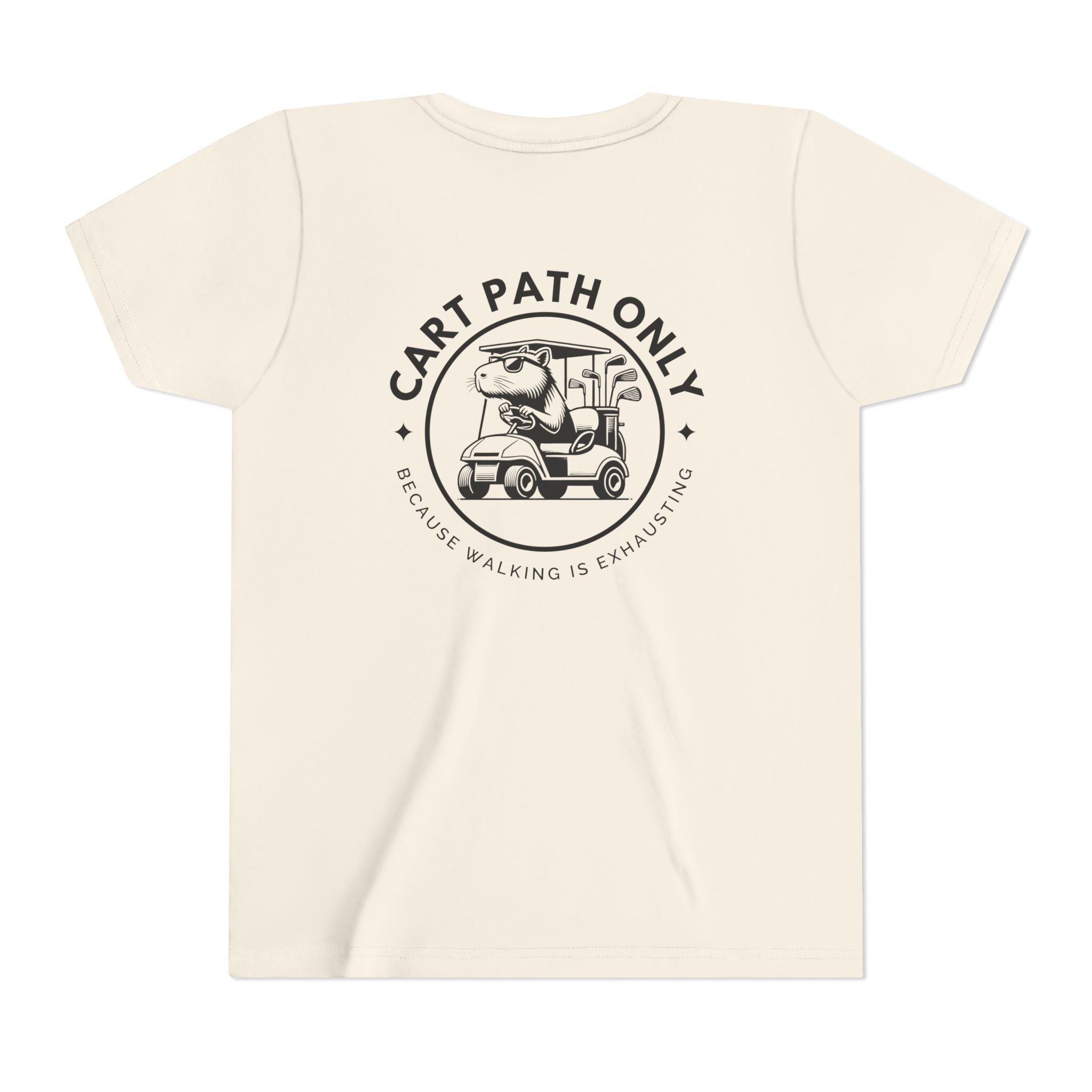 Funny Kids Golf Tee – Cart Path Only Capybara Tee – Country Club Style with Funny Golf Vibes – Chill Youth Polo Alternative