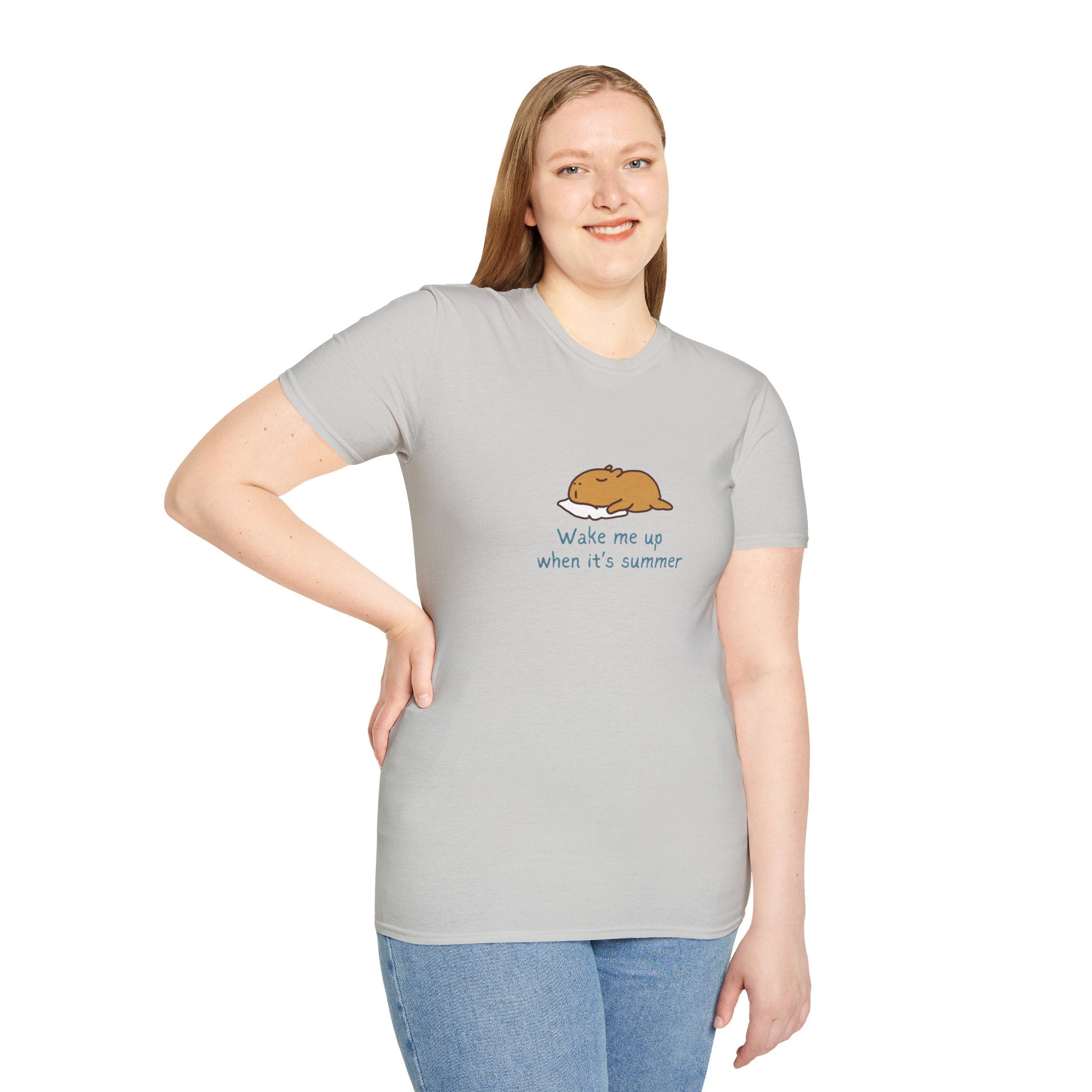 "Wake Me Up When Its Summer" Capybara Nap Softstyle Adult Tee