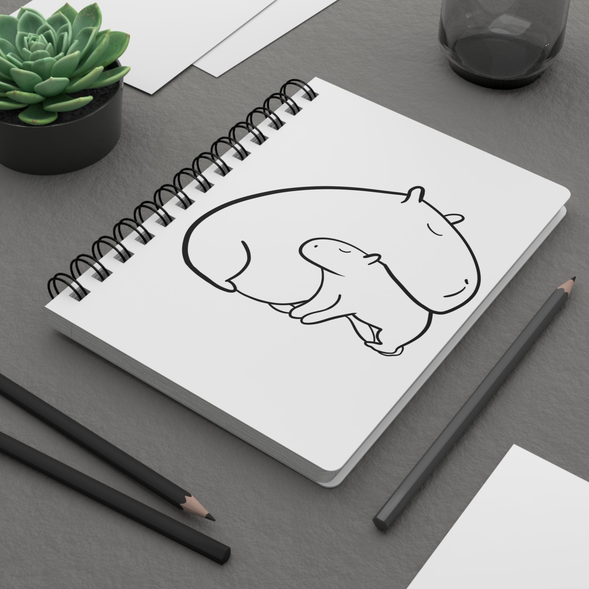 Capybara Cuddles Notebook – Cute Animal Spiral Journal