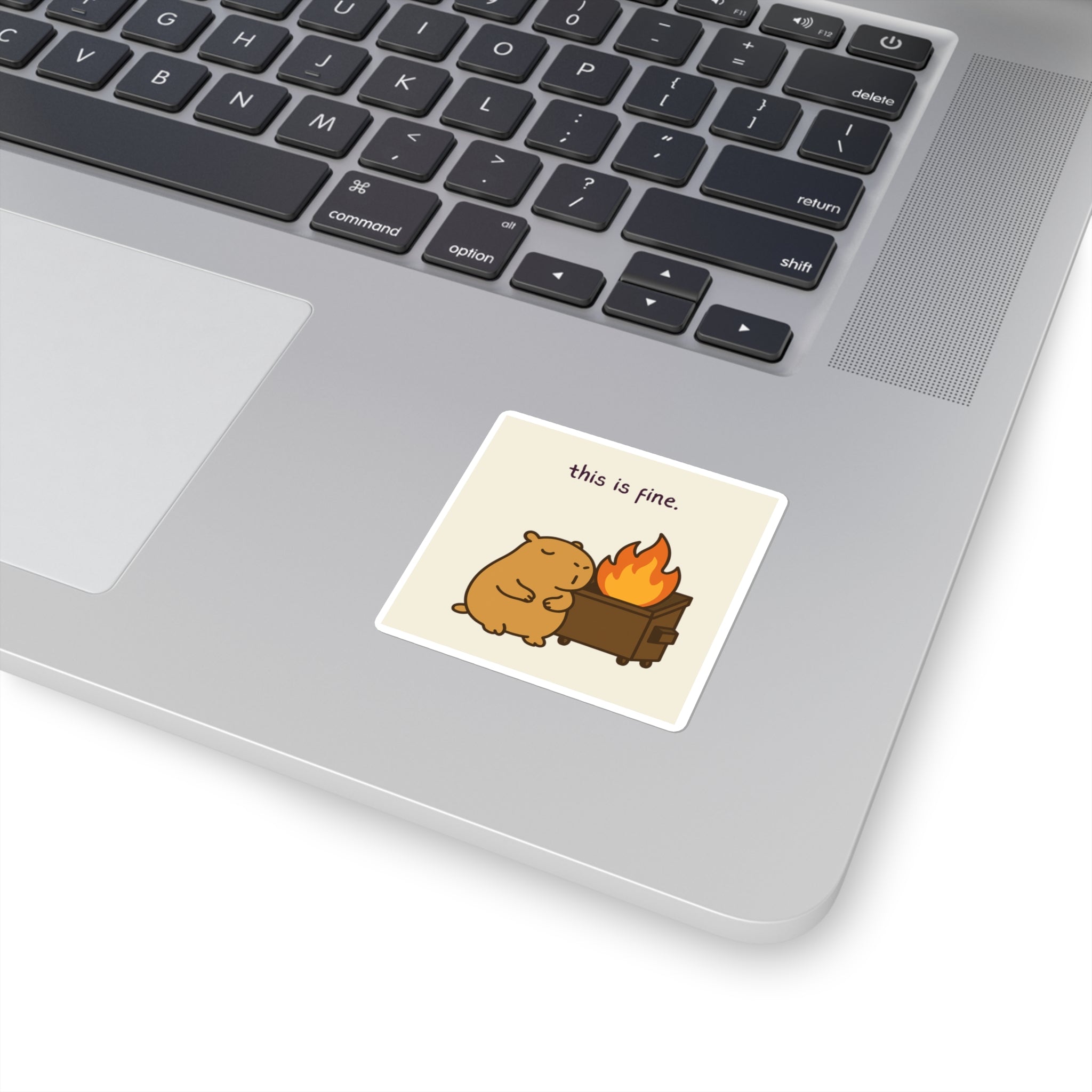 This Is Fine Sticker – Funny Capybara Vinyl Sticker for Laptops, Water Bottles & Journals