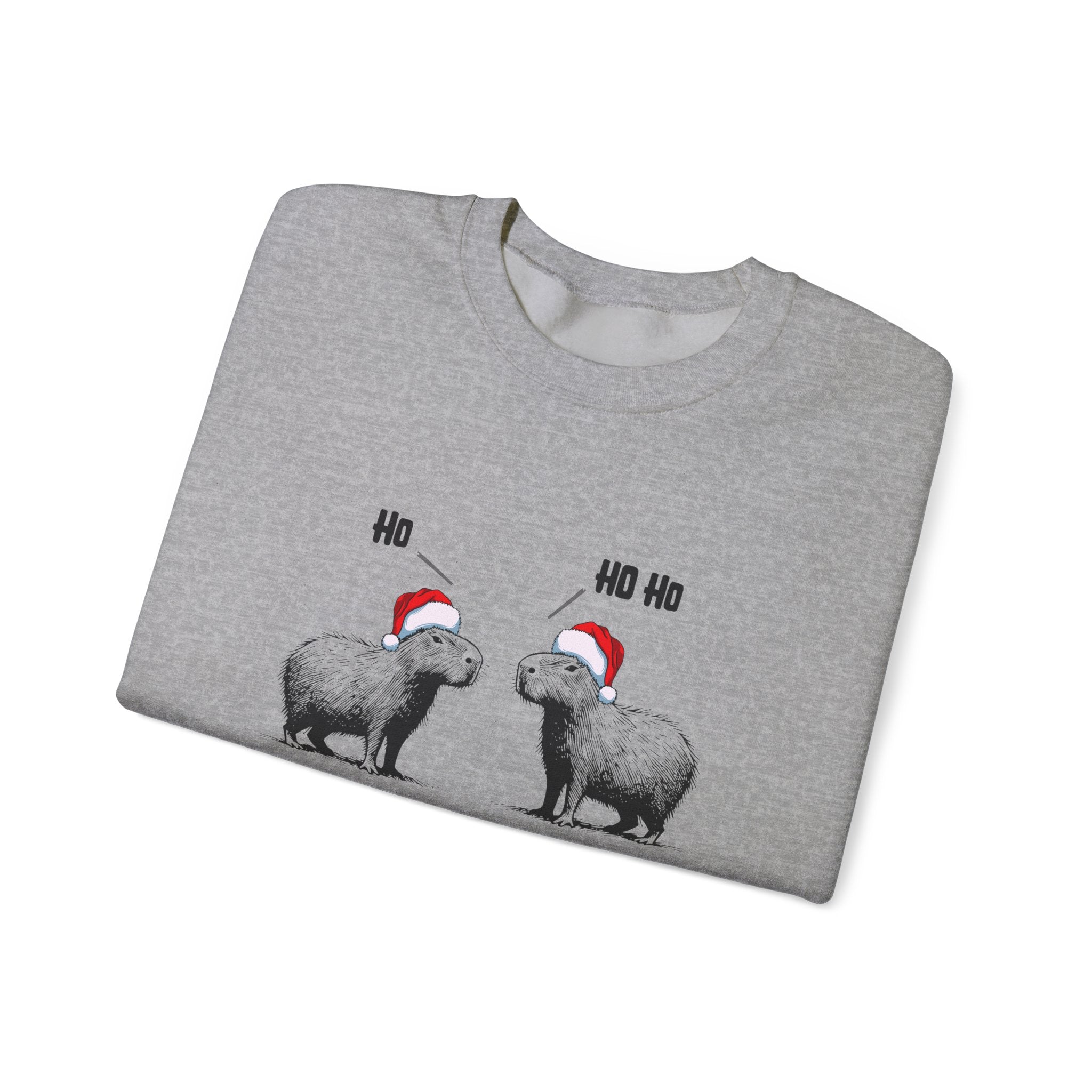 Ho Ho Ho Capybara Christmas Sweatshirt – Cute Minimalist Holiday Sweater (Unisex, Cozy Winter Gift)