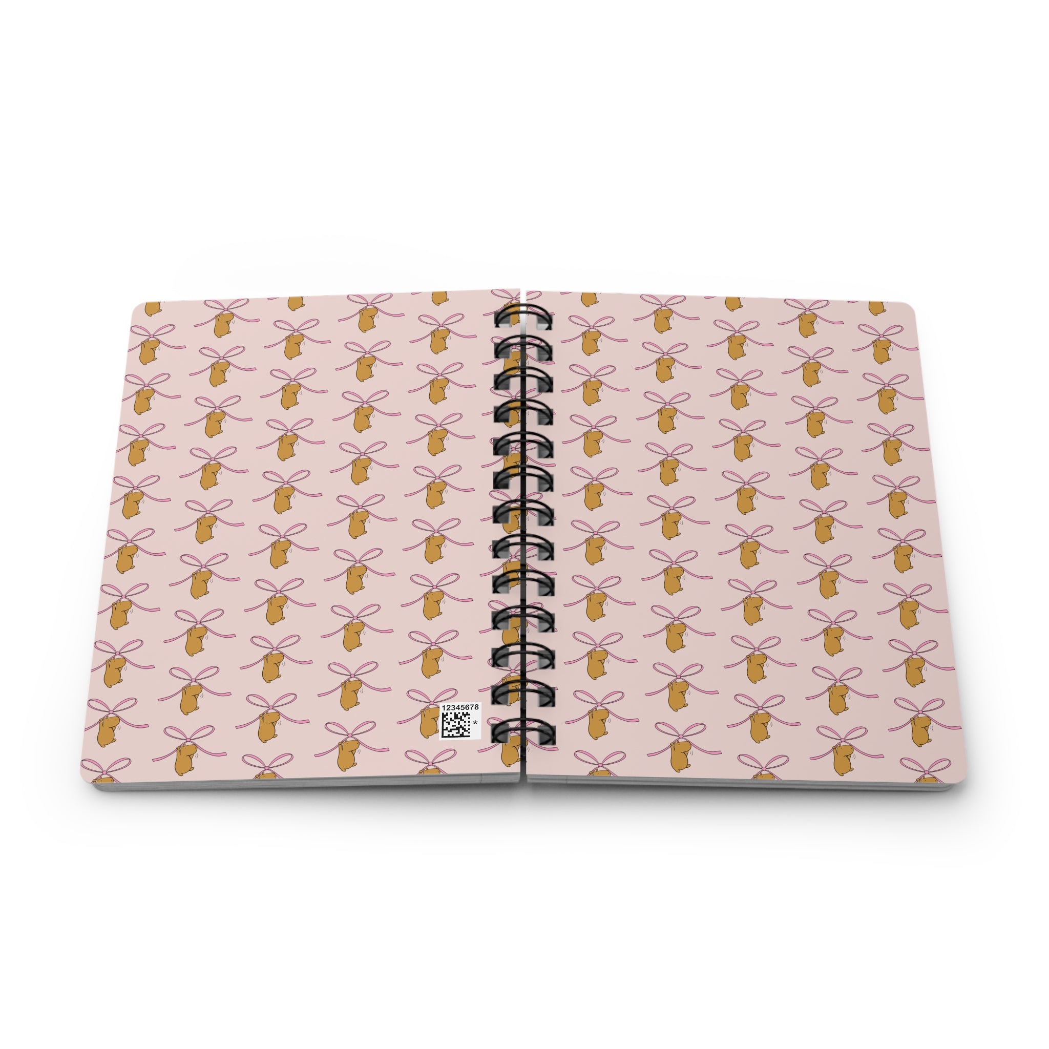 Cute Capybara Notebook – Pink Bow Pattern Journal