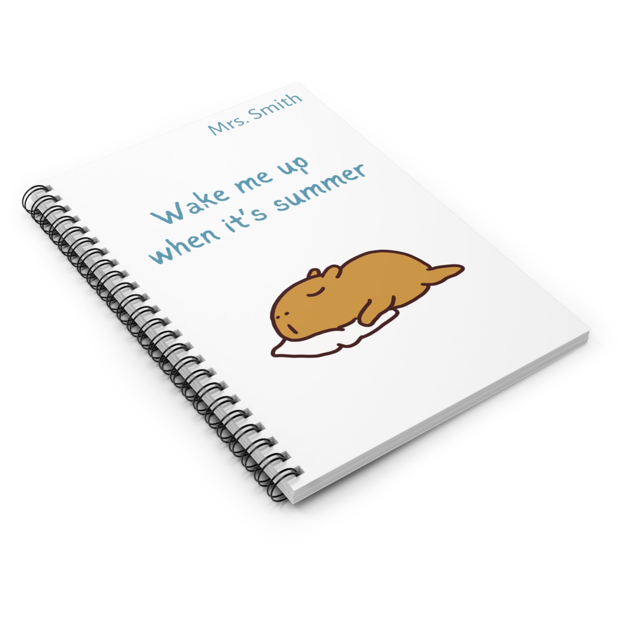 Personalized Teacher Appreciation Notebook – Custom End of Year Teacher Gift – “Wake Me Up When It’s Summer”