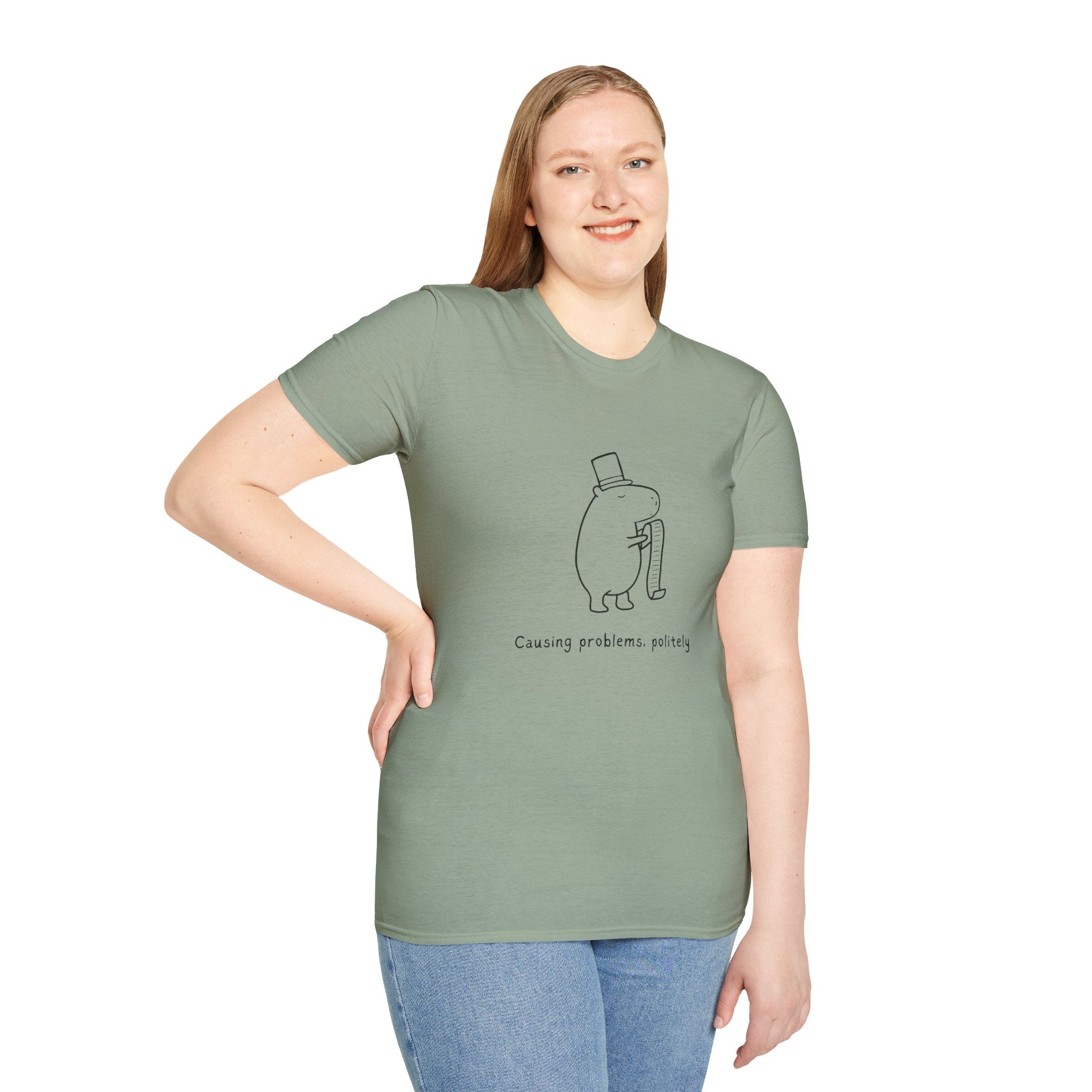 Funny Minimalist Tee - Capybara Causing Problems Politely