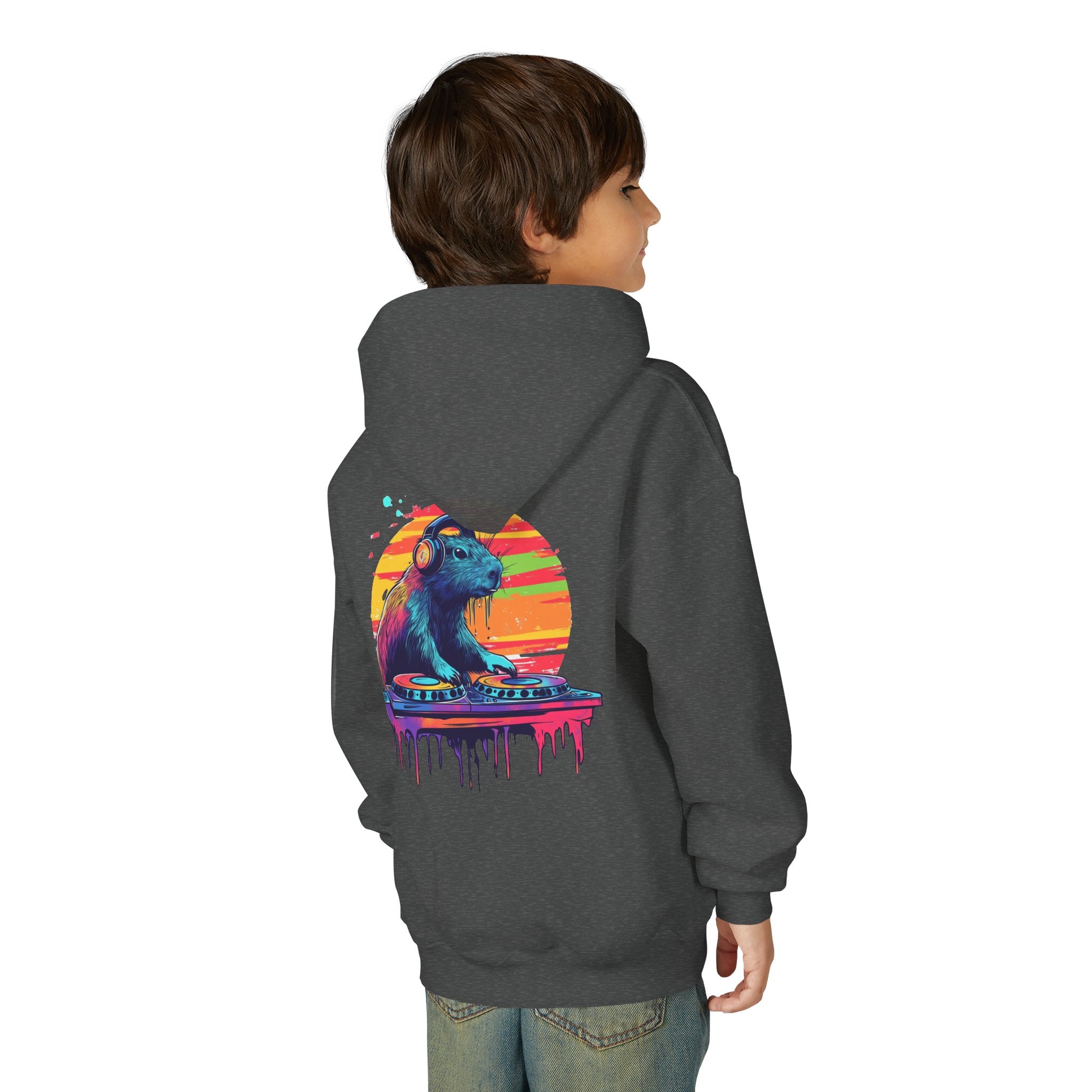 DJ Capybara Kids Hoodie | Music Lover Sweatshirt, Festival Vibes for Kids