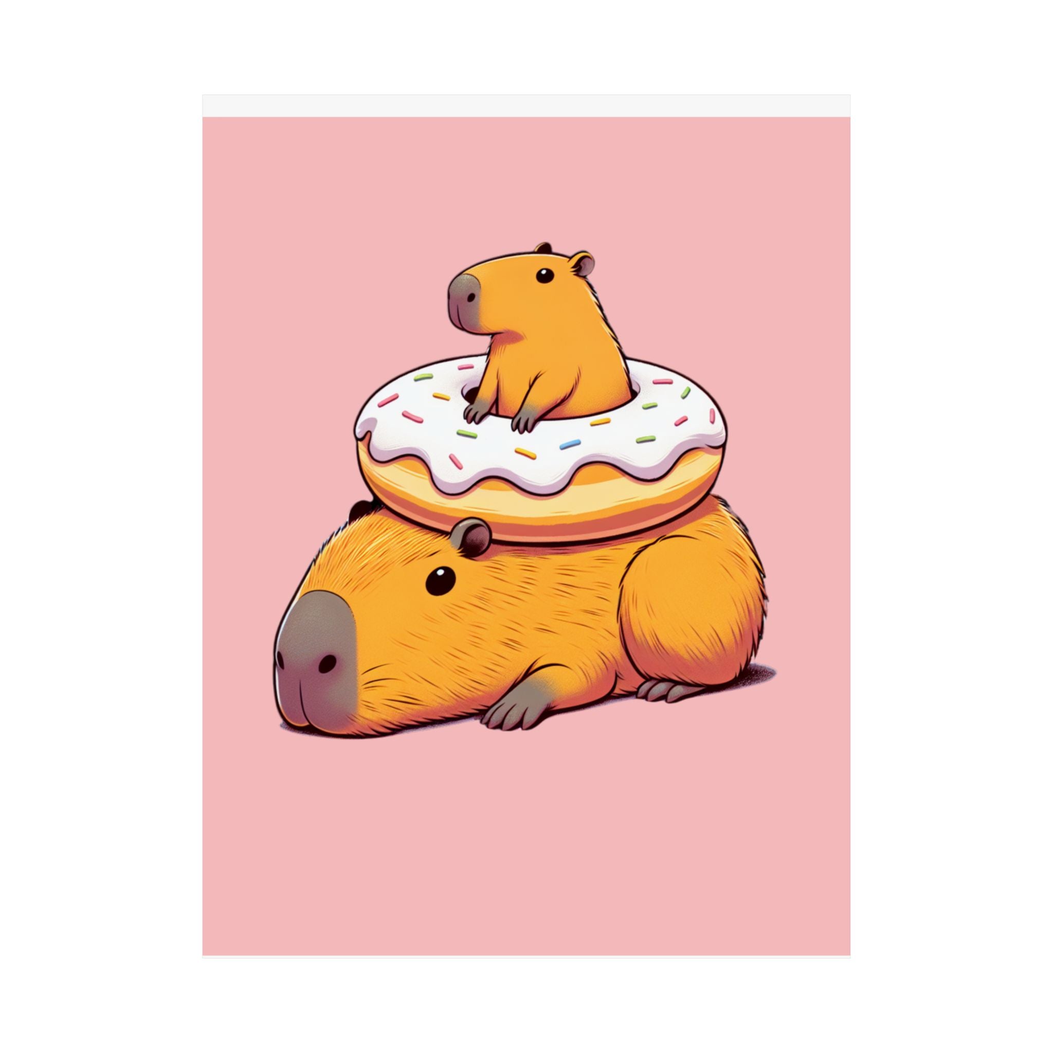 Cute & Funny Capybara Wall Art Print – Capybara Donut Bliss