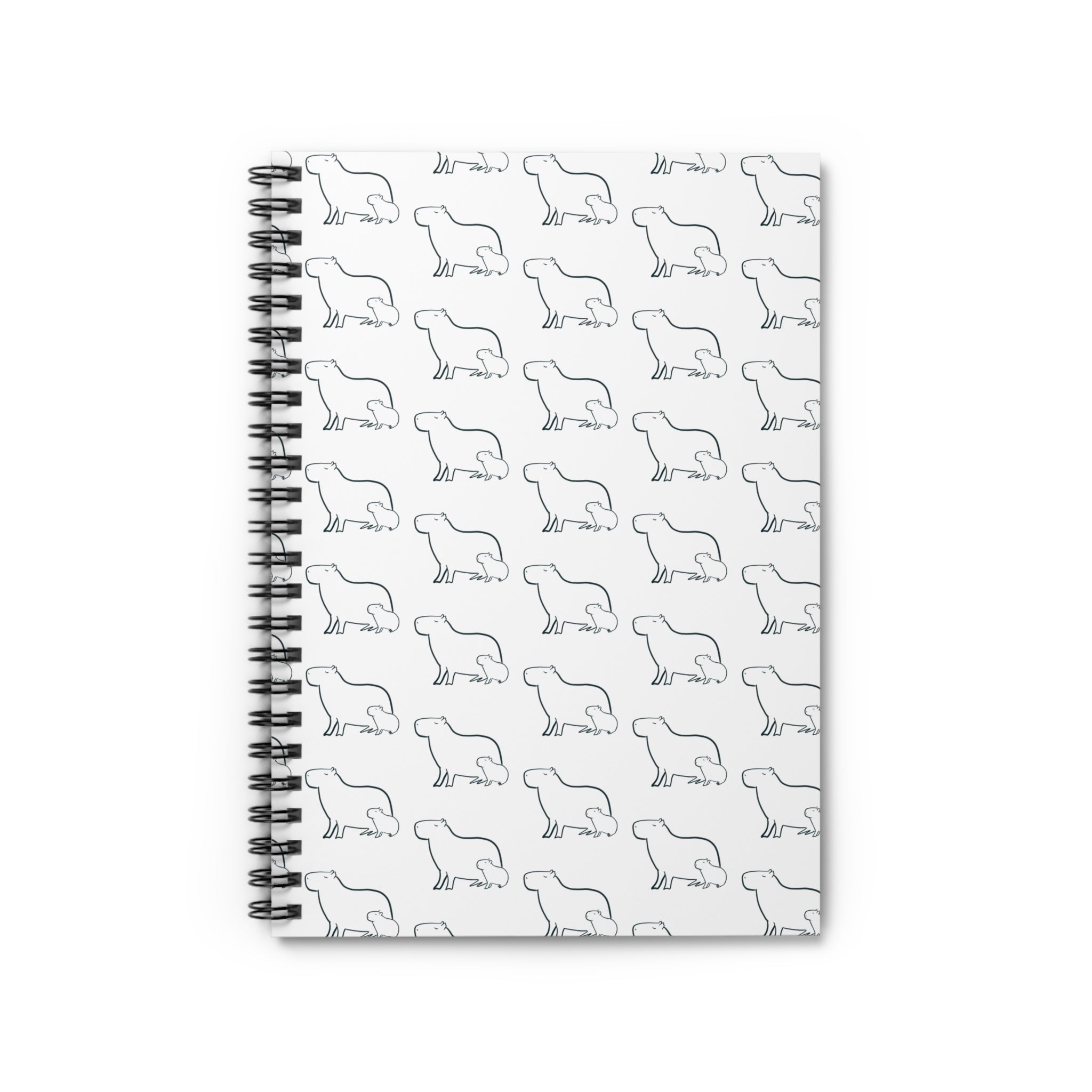 Minimalist Capybara Spiral Notebook – Mom and Baby Pattern Journal