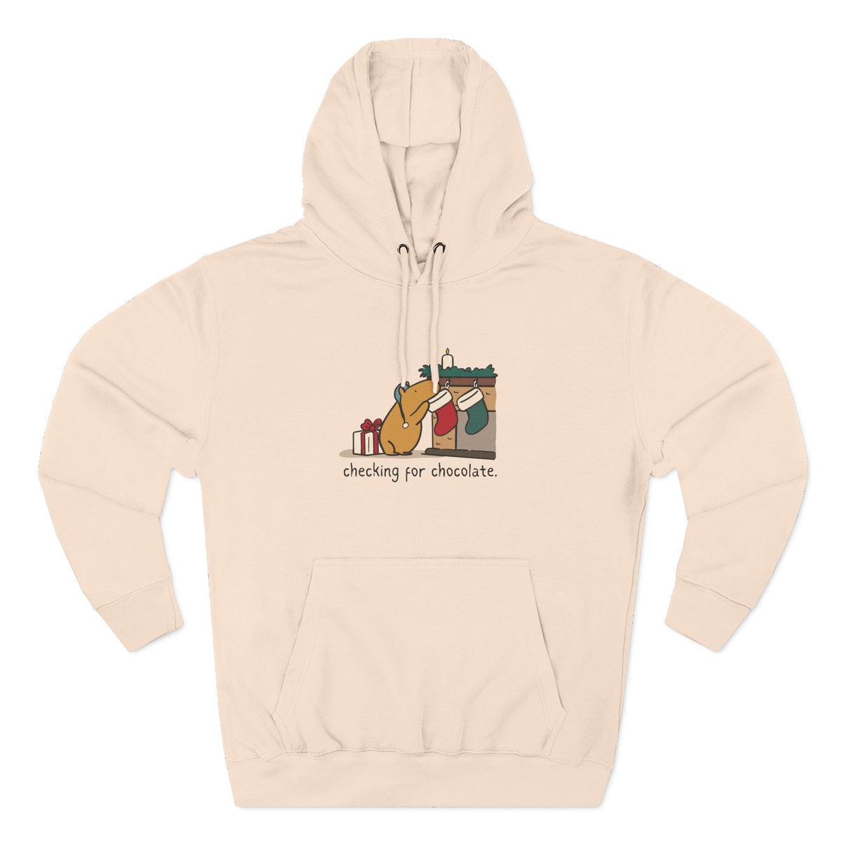 Checking for Chocolate Funny Christmas Capybara Fleece Hoodie