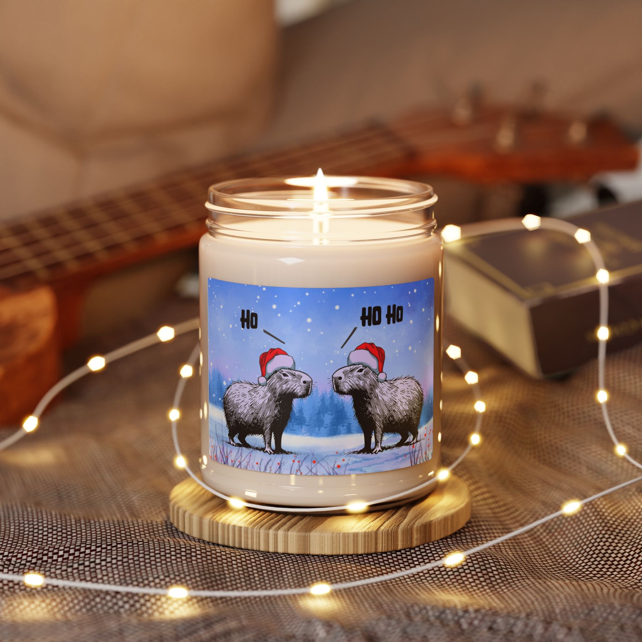 Ho Ho Ho Scented Candle | Funny Capybara Christmas Candle for Cozy Holiday Vibes