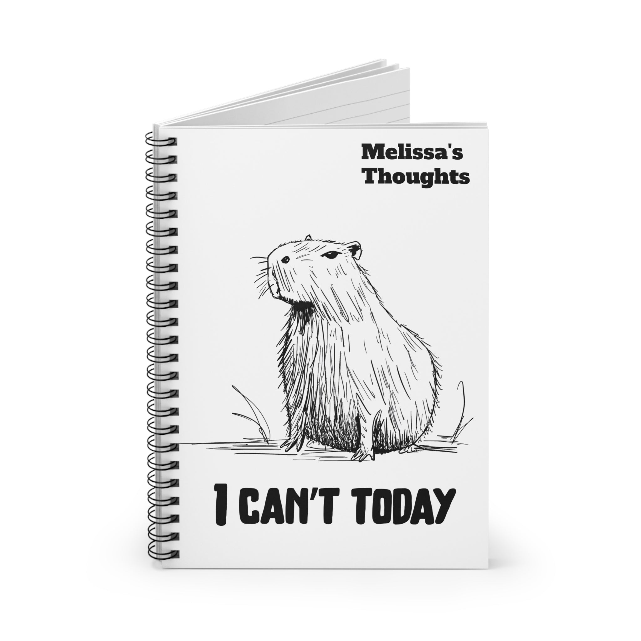 Personalized “I Can’t Today” Capybara Journal – Funny Custom Notebook