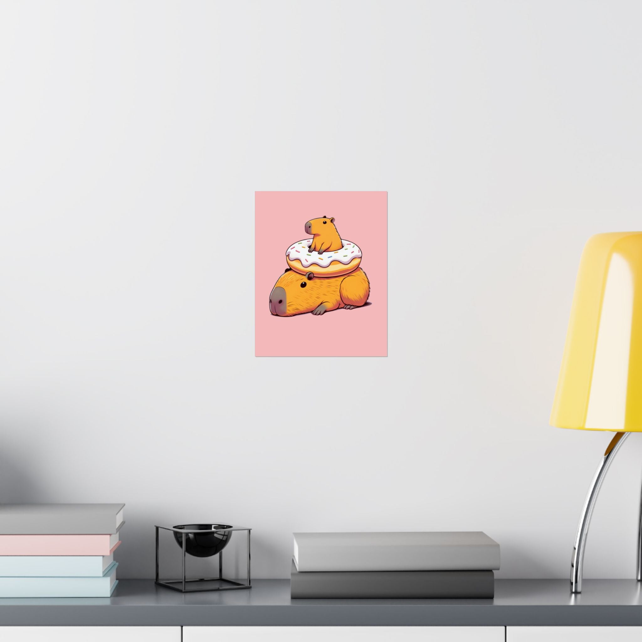 Cute & Funny Capybara Wall Art Print – Capybara Donut Bliss