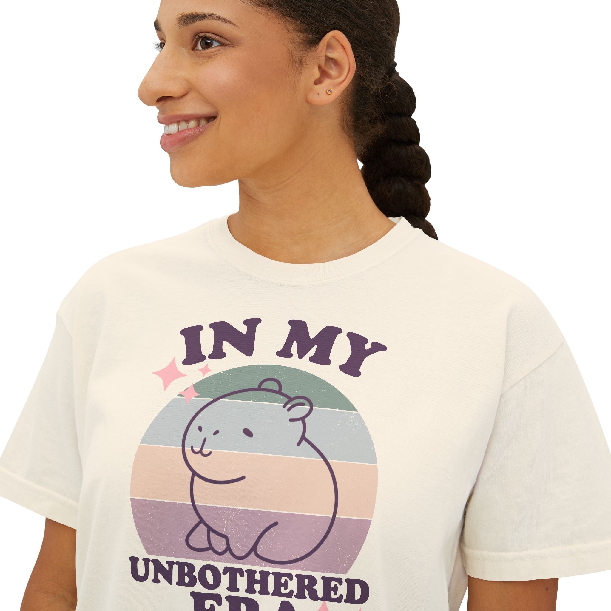 In My Unbothered Era  Chill Vibes Capybara - Women's Graphic Boxy Tee Shirt