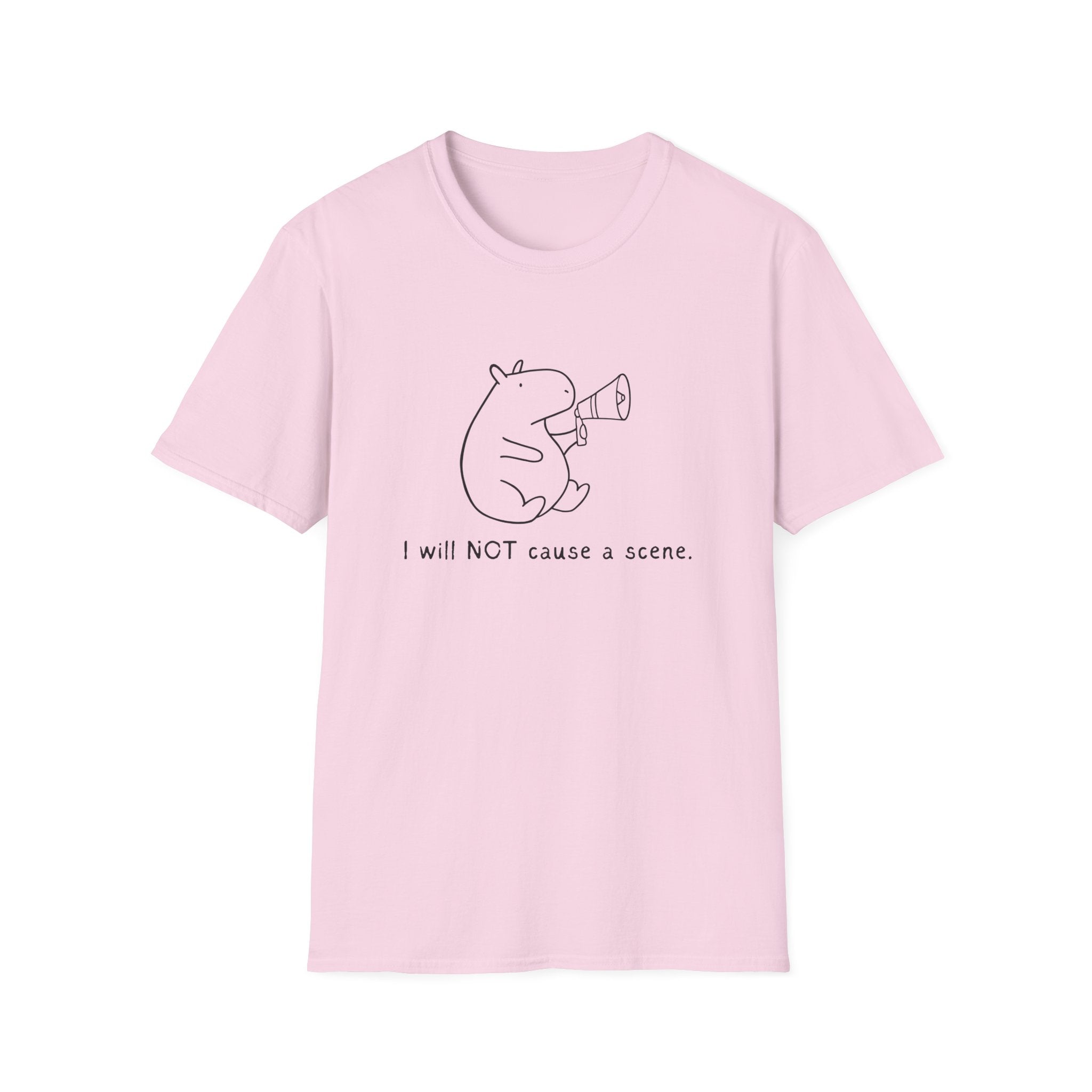 Funny Capybara T-Shirt – “I will NOT cause a scene” Softstyle Tee