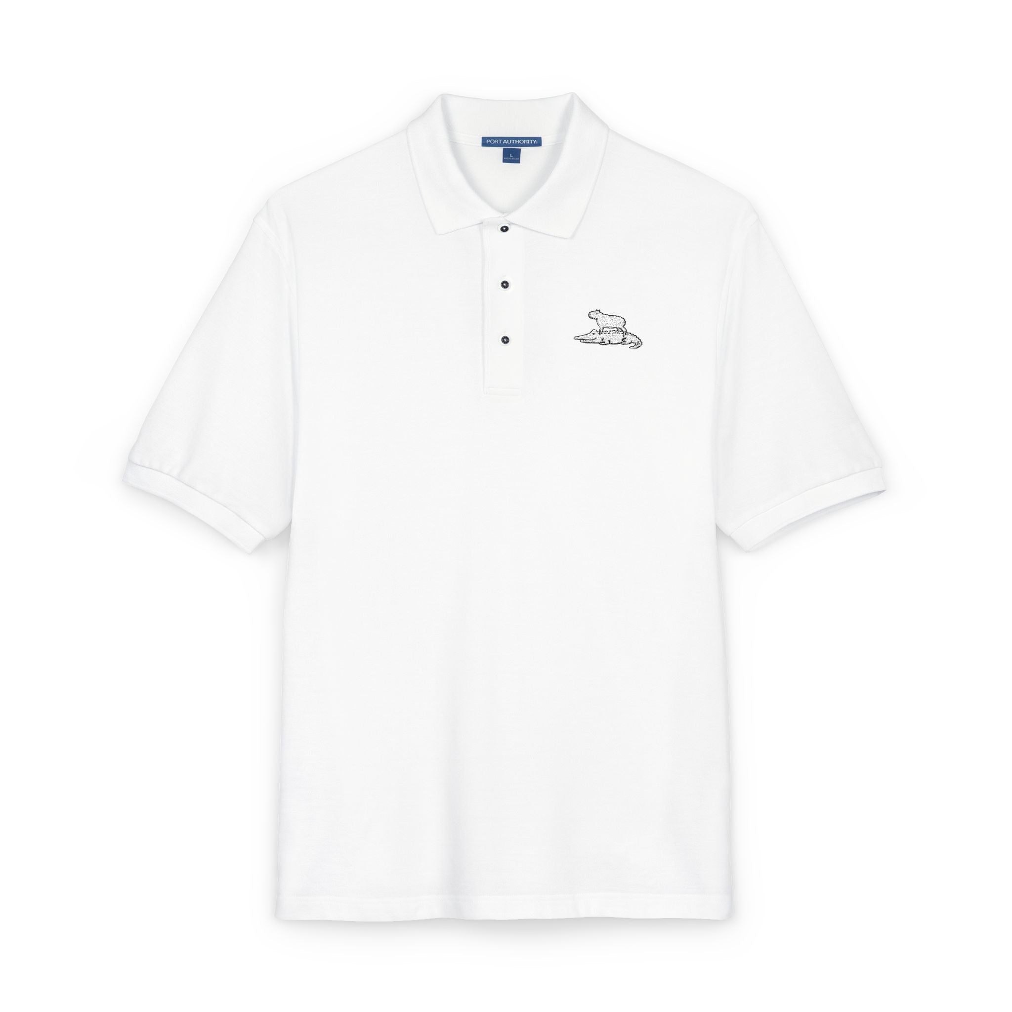 Embroidered Capybara & Alligator Funny Golf Polo Shirt