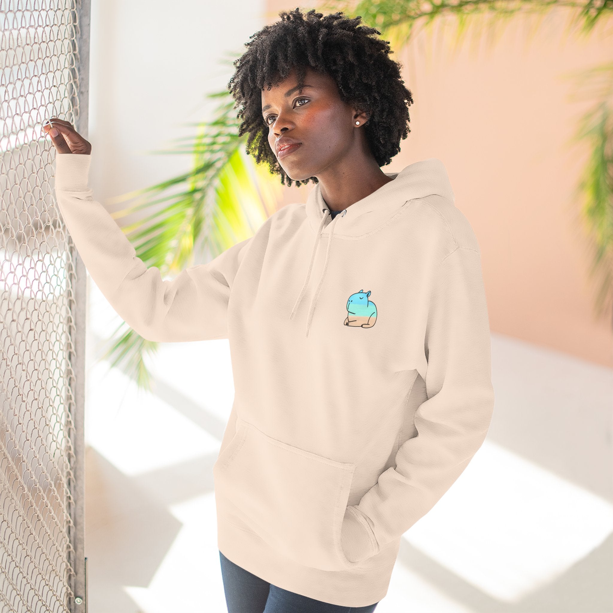 Capy Life Coastal Capybara Hoodie – Minimalist Beach Graphic Pullover