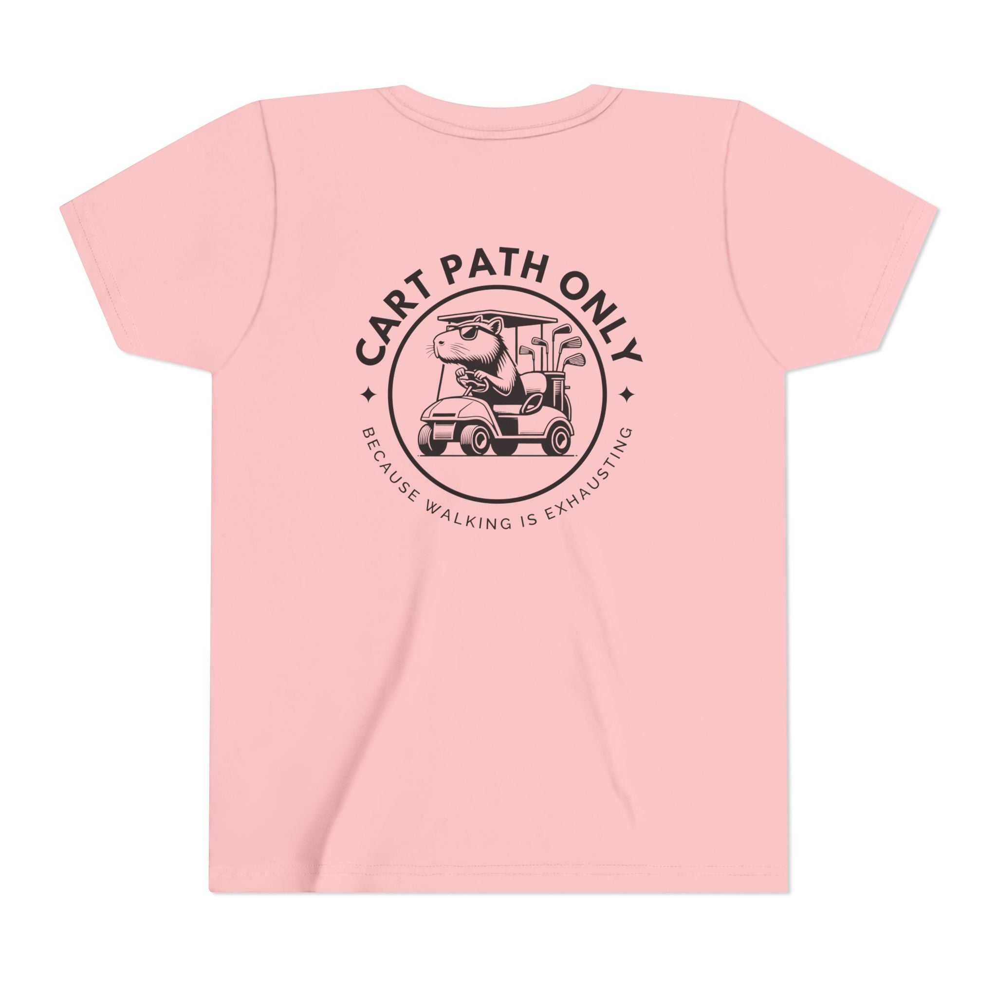 Funny Kids Golf Tee – Cart Path Only Capybara Tee – Country Club Style with Funny Golf Vibes – Chill Youth Polo Alternative