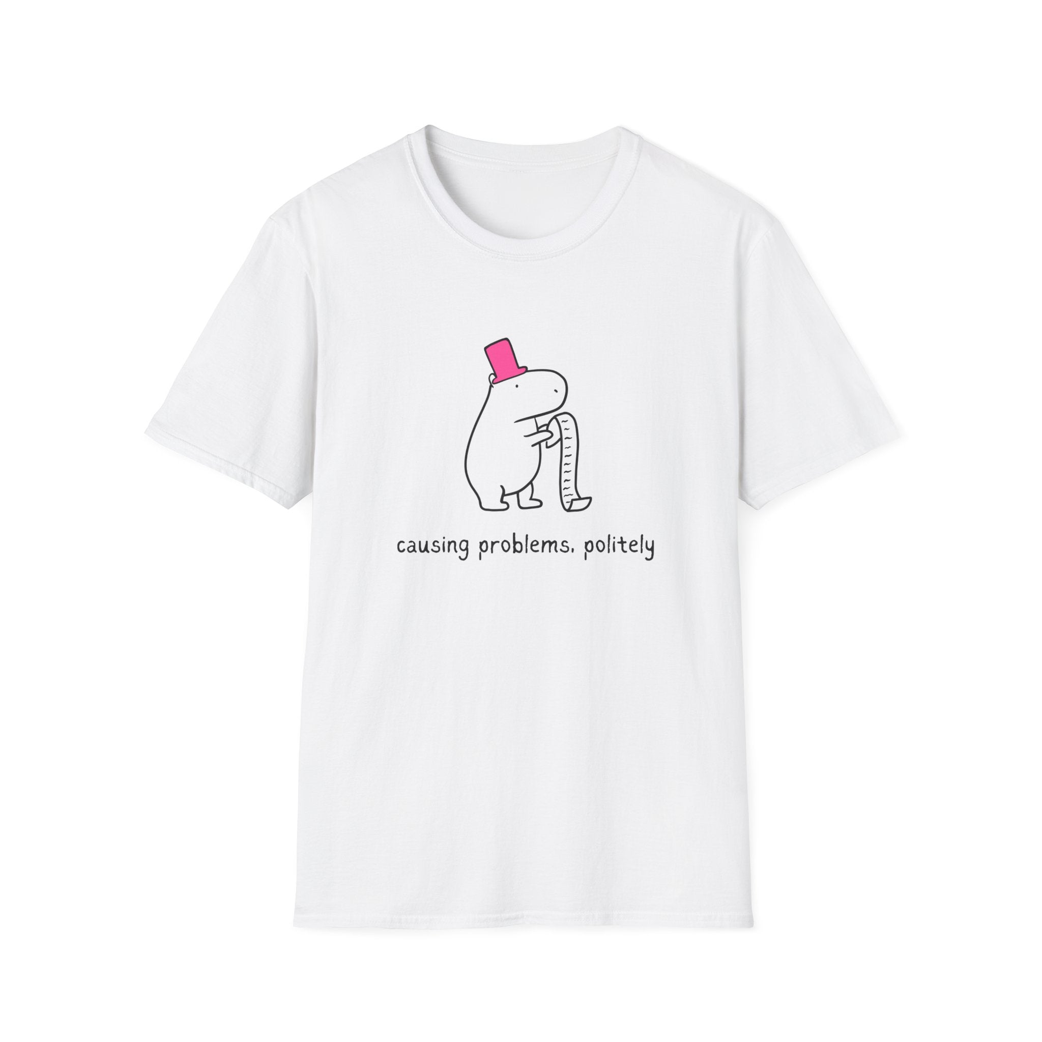 "Causing Problems Politely" Funny Capybara Softstyle Tee