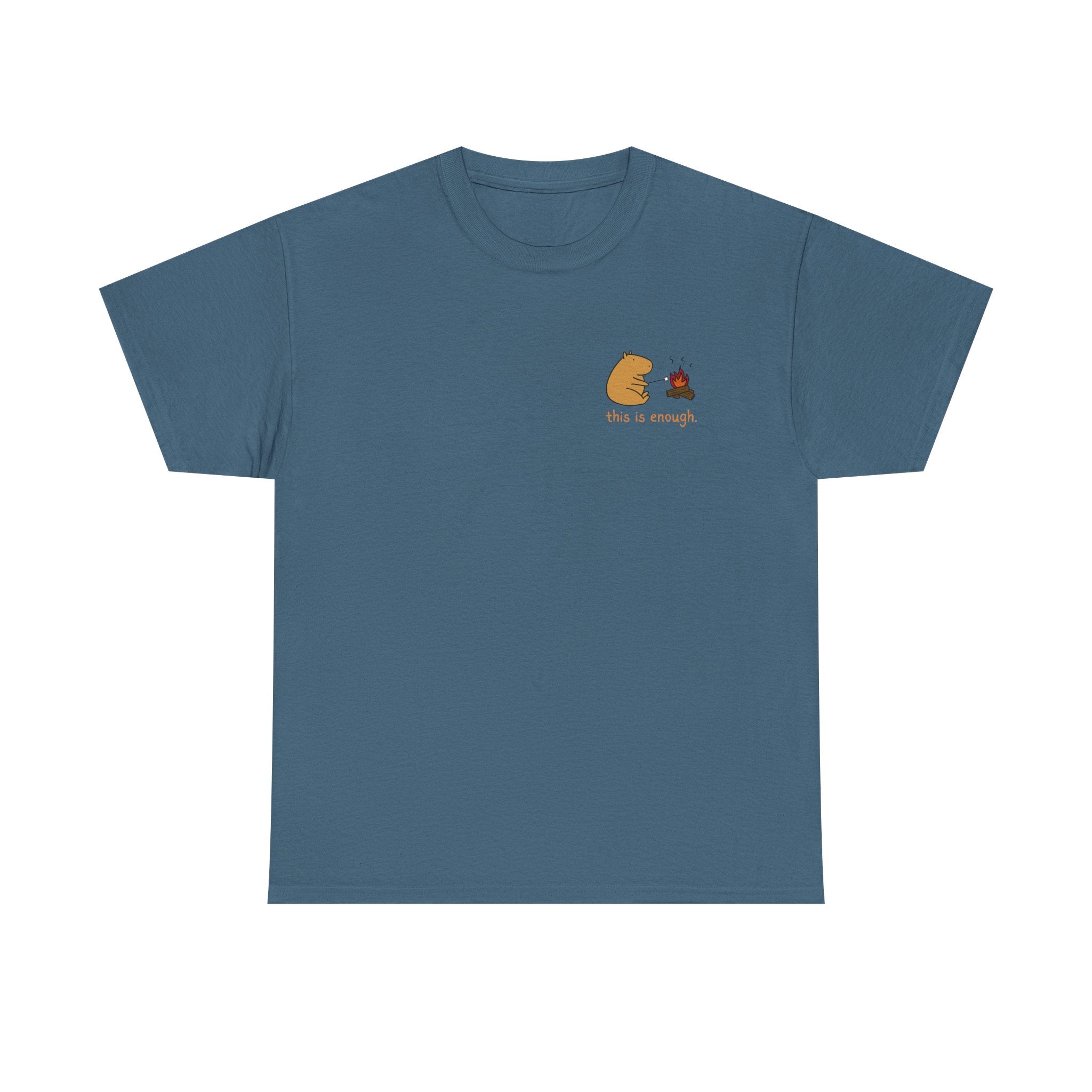“This Is Enough” Left Chest Capybara Campfire Heavy Tee