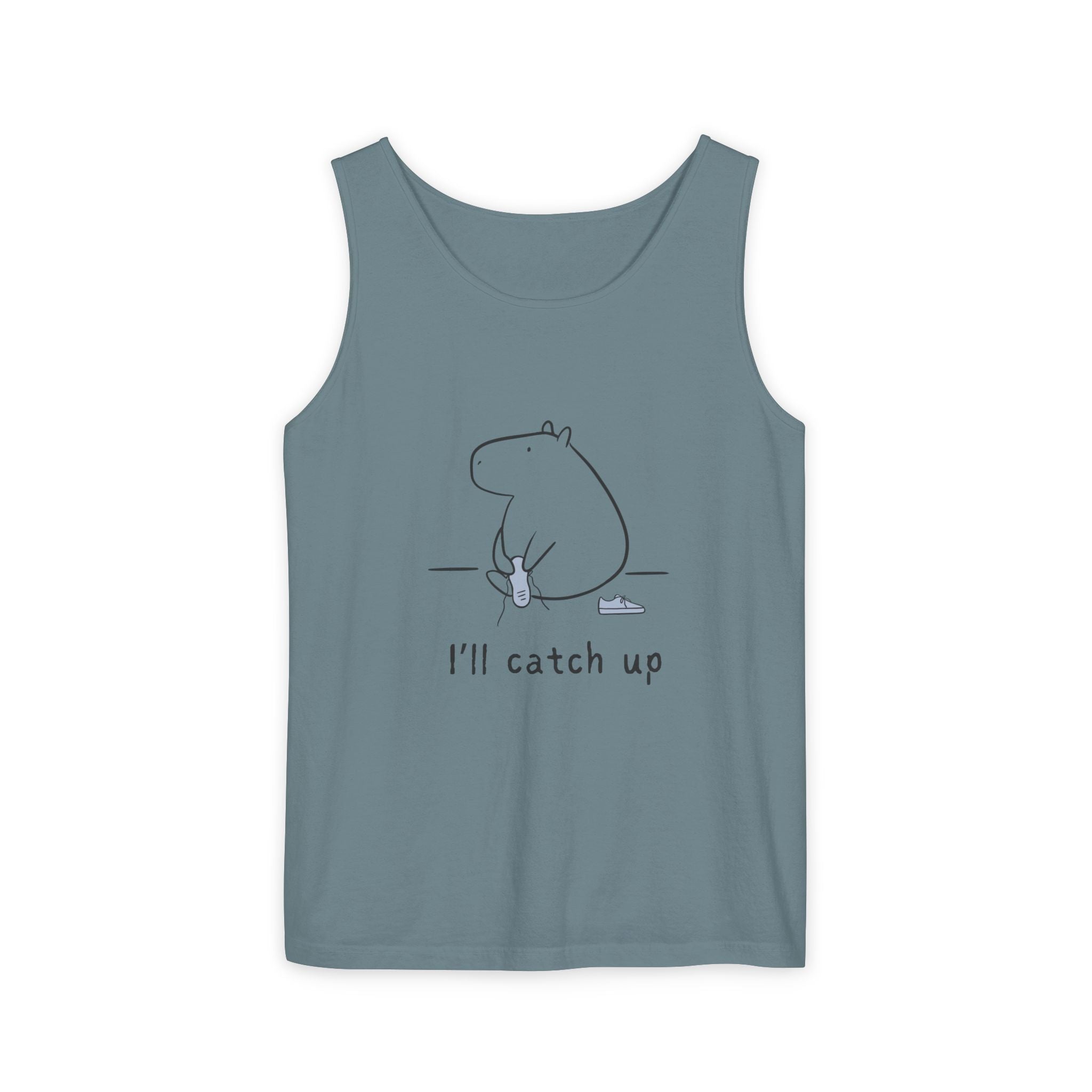 Funny Capybara Tank Top – “I'll Catch Up’” Premium Comfort Colors Tank