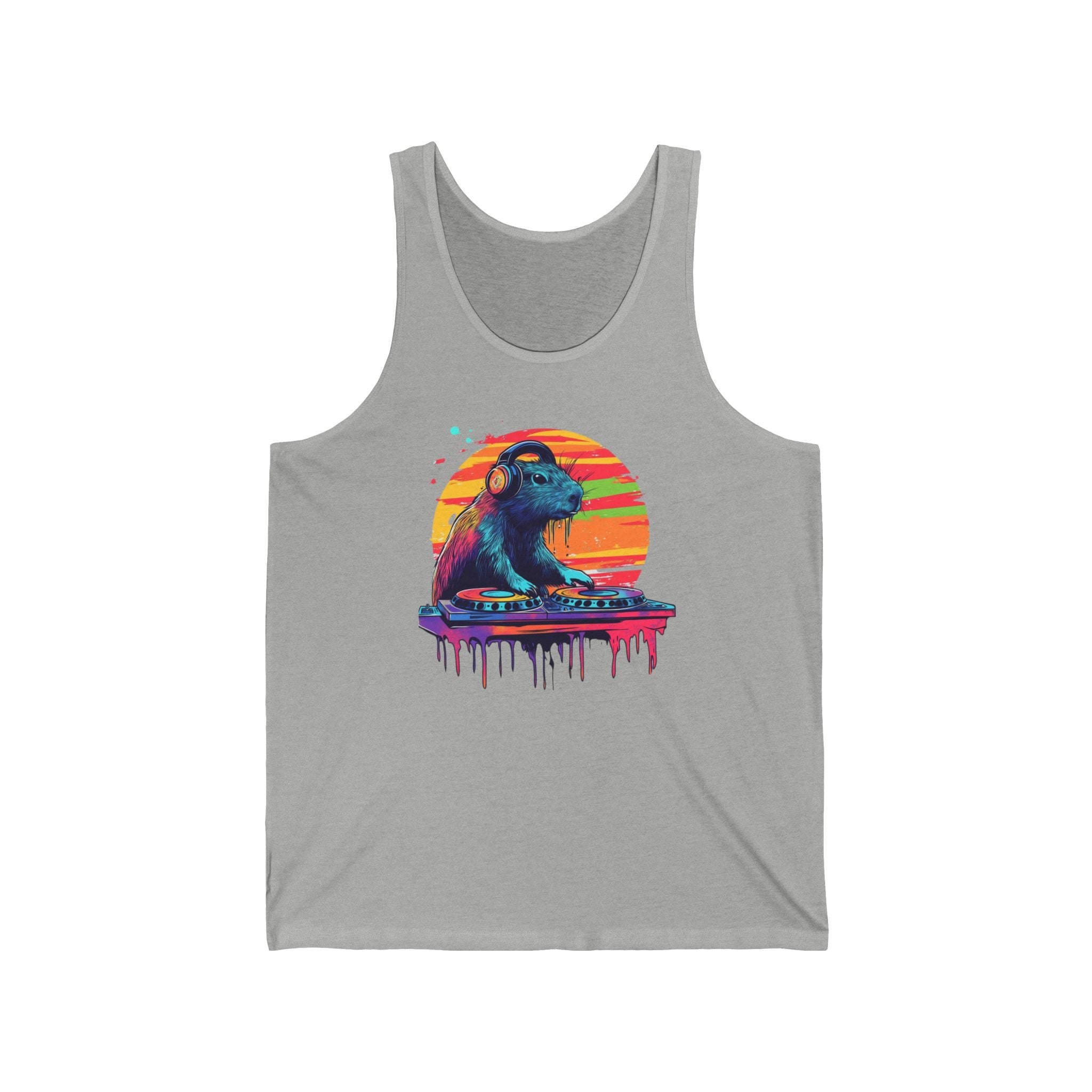 DJ Capybara Double Turntable - Unisex Adult Jersey Tank