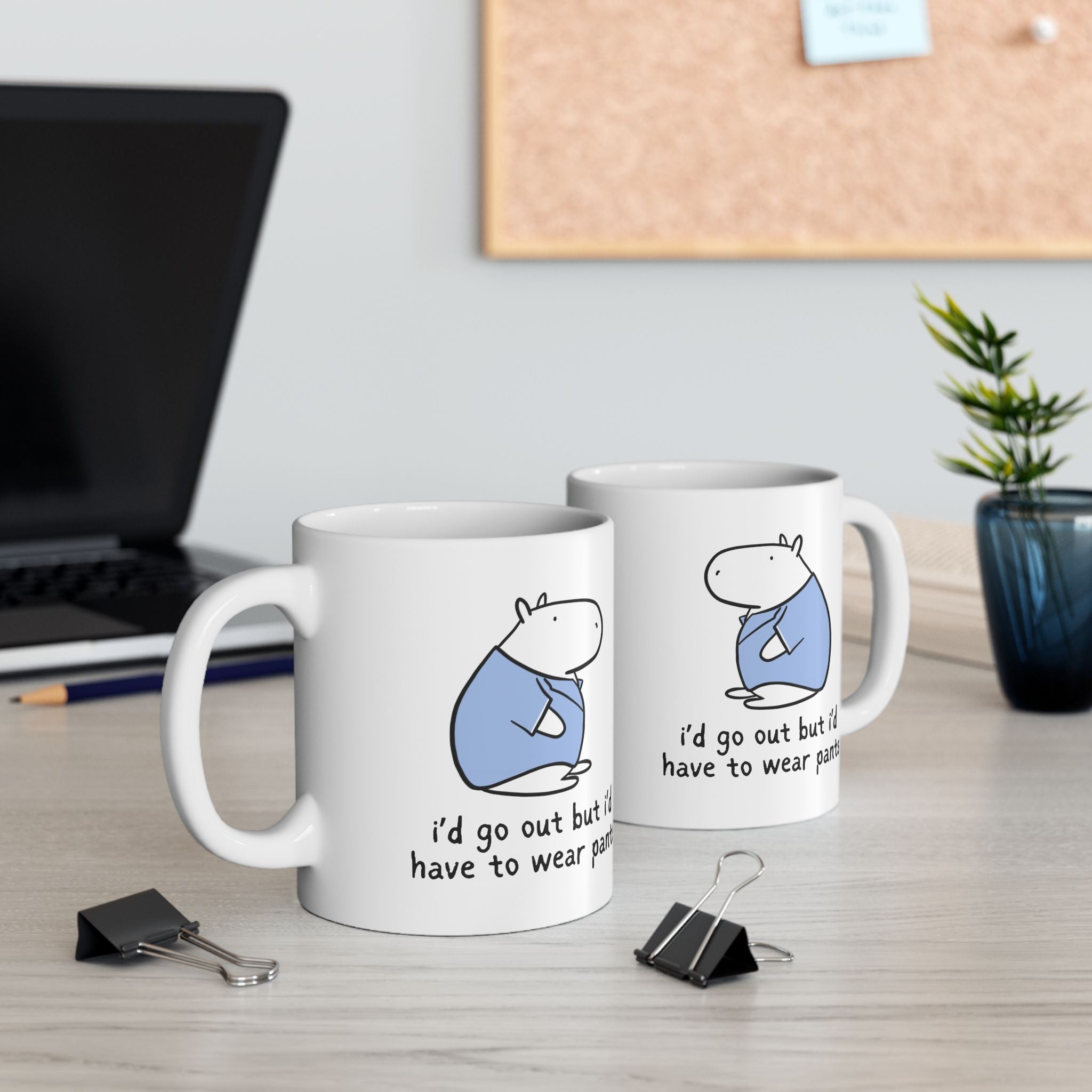 "I'd Go Out But I'd Have to Wear" Pants Capybara W.F.H. Coffee Mug