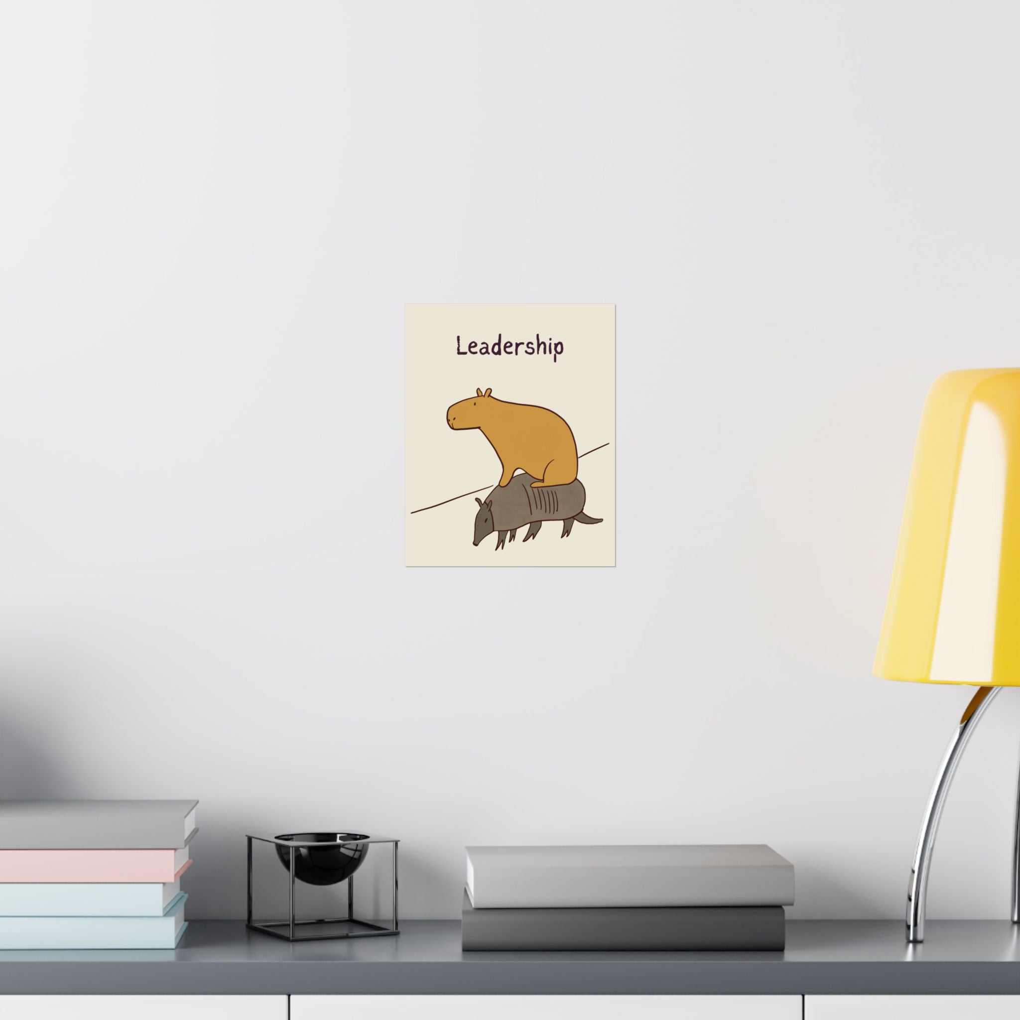 Funny Leadership Wall Art – Capybara Poster Print for Office Decor, Minimalist Motivational Wall Art, Humorous Boss Gift