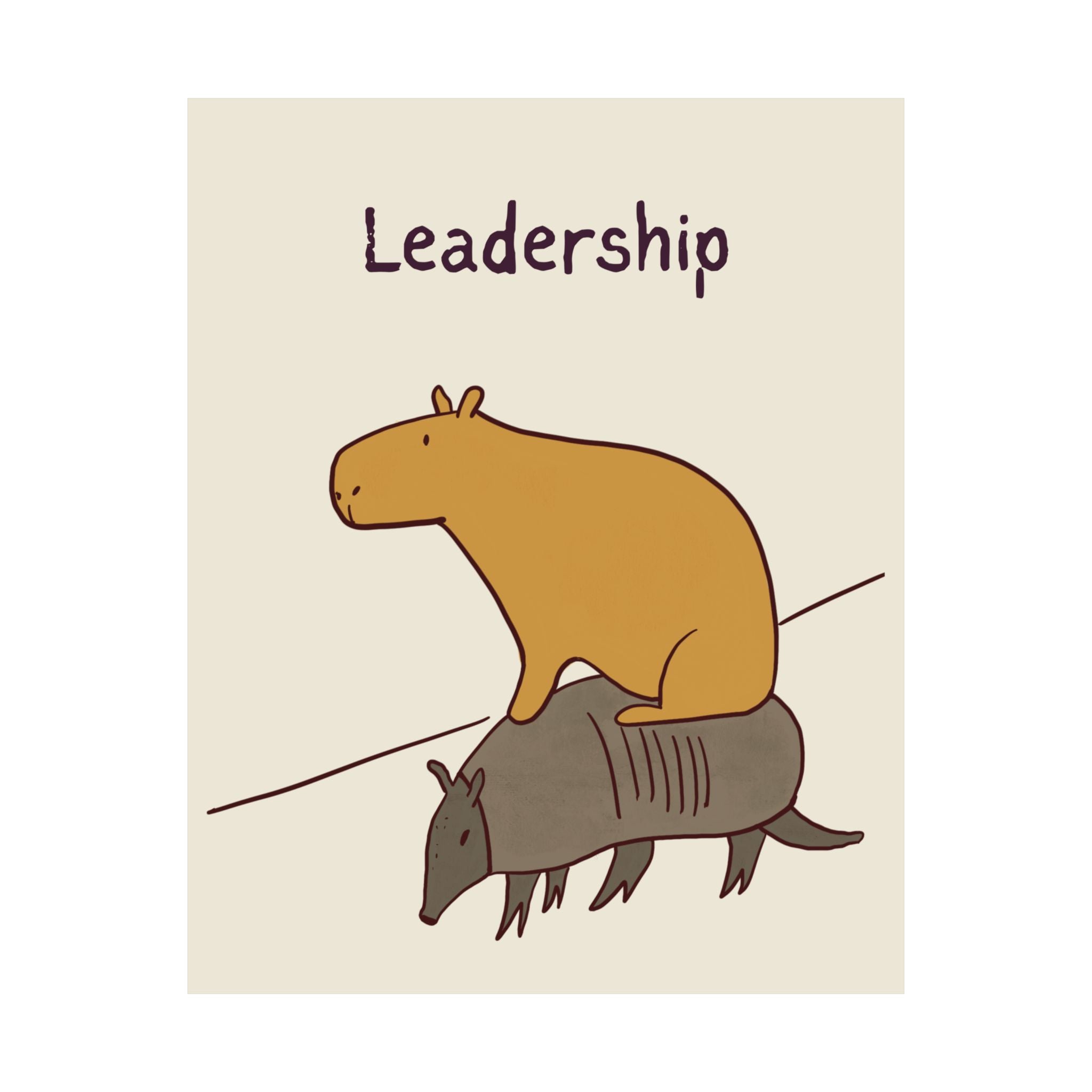 Funny Leadership Wall Art – Capybara Poster Print for Office Decor, Minimalist Motivational Wall Art, Humorous Boss Gift