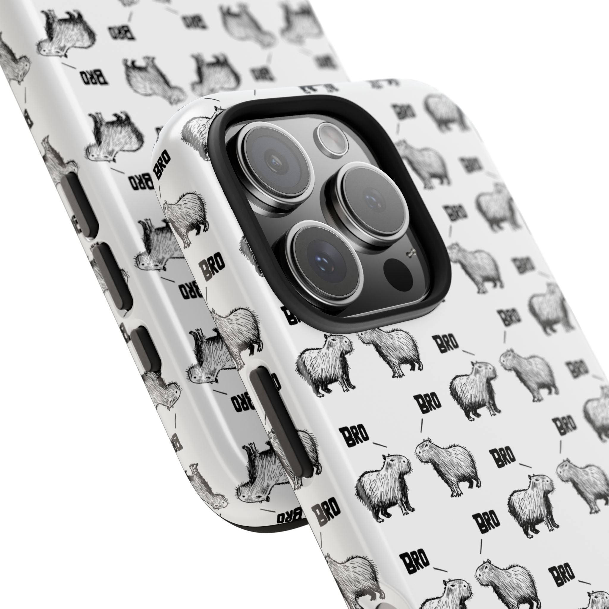 “Bro, Bro" Patterned Funny Capybara Phone Case