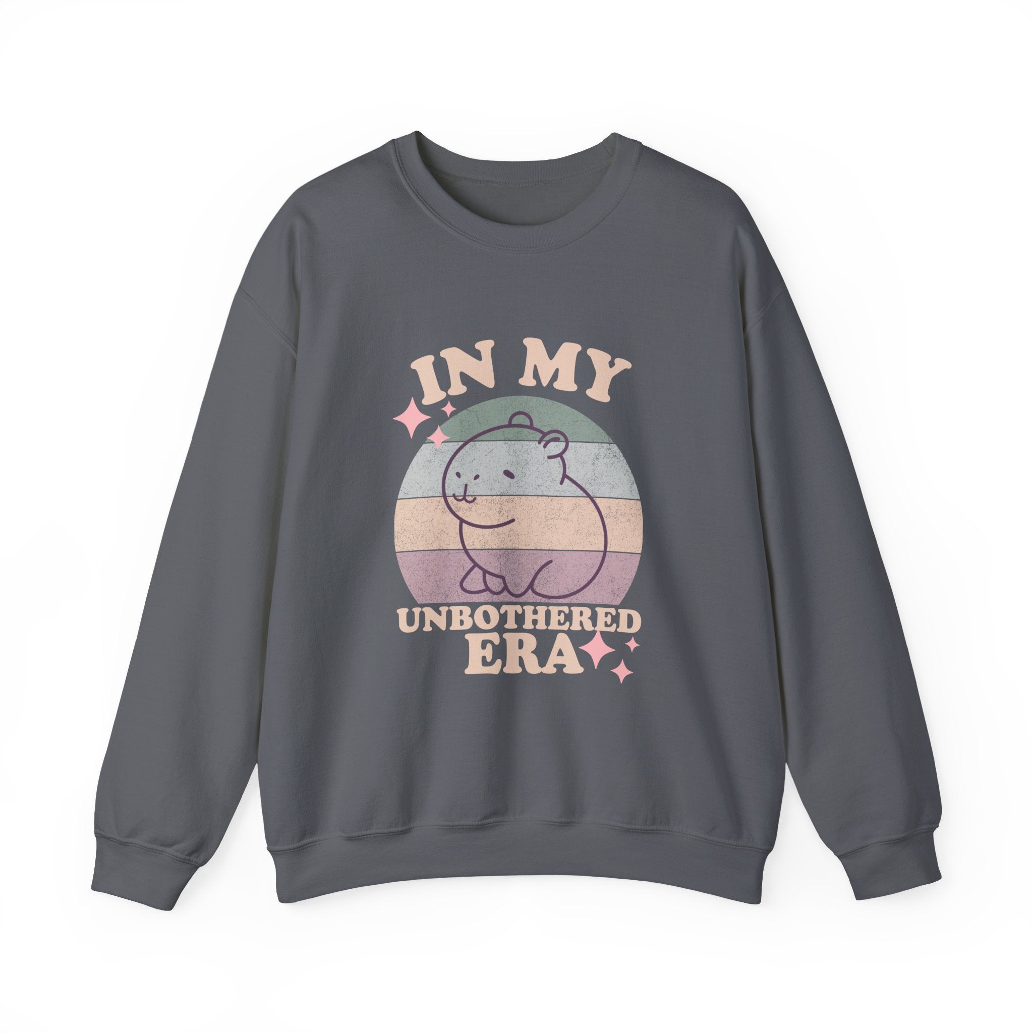 In My Unbothered Era Capybara Sweatshirt – Funny Chill Era Crewneck for Adults – Cozy Capy Life Retro Sun Design
