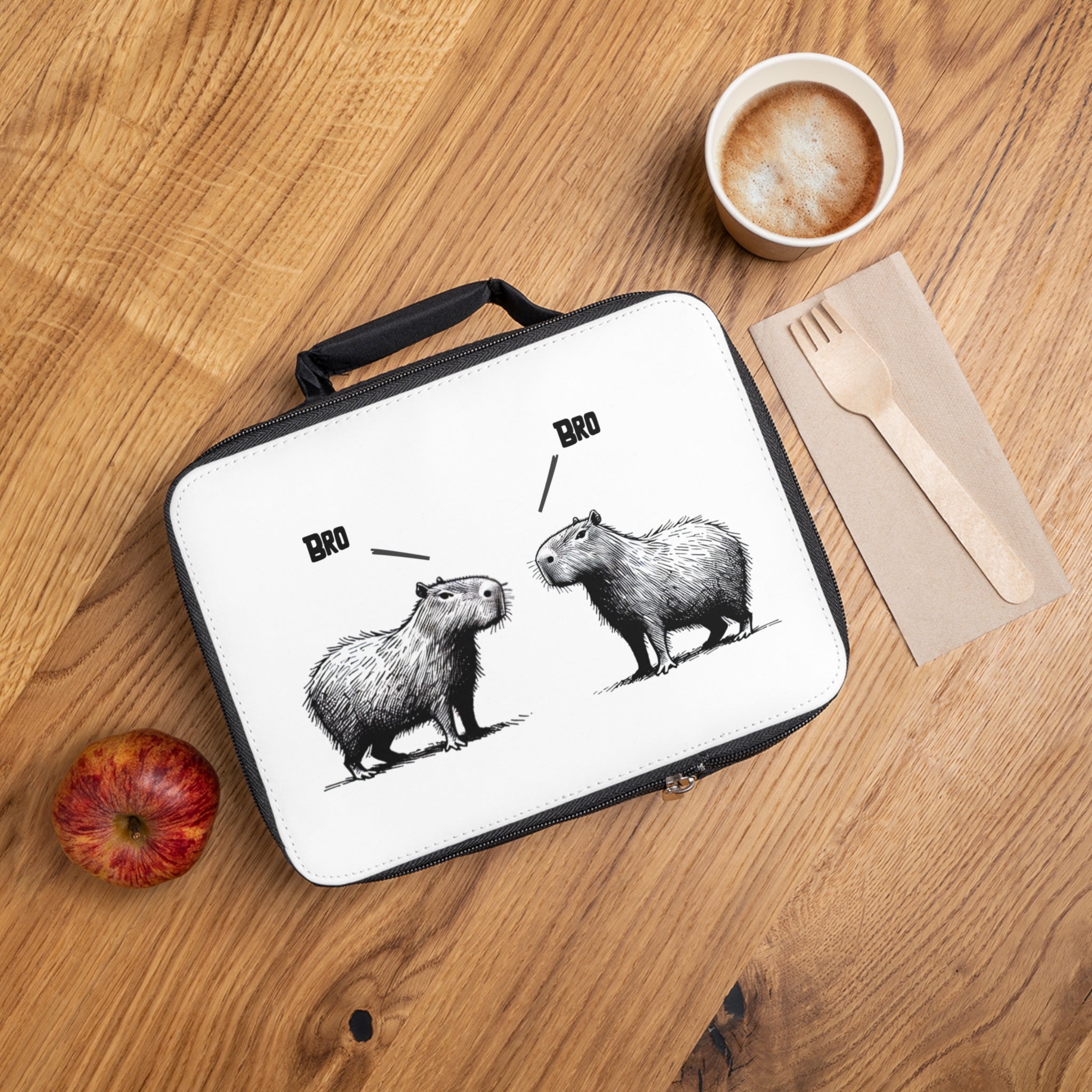 Personalized Kids Lunchbox – Bro Bro Capybara Design – Custom Name Option – Funny Lunch Bag for Boys and Girls with Big Energy