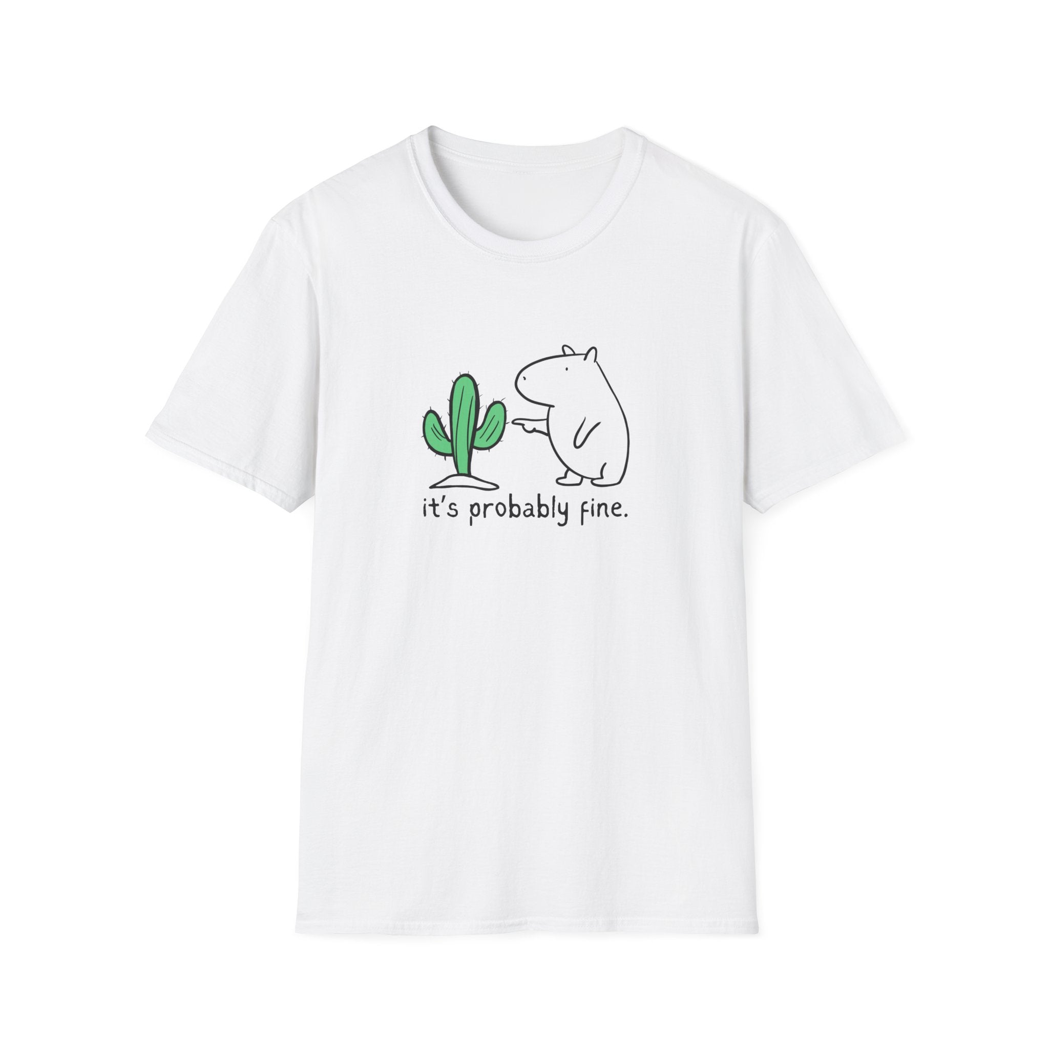 “It's Probably Fine” Funny Capybara Cactus Softstyle Tee