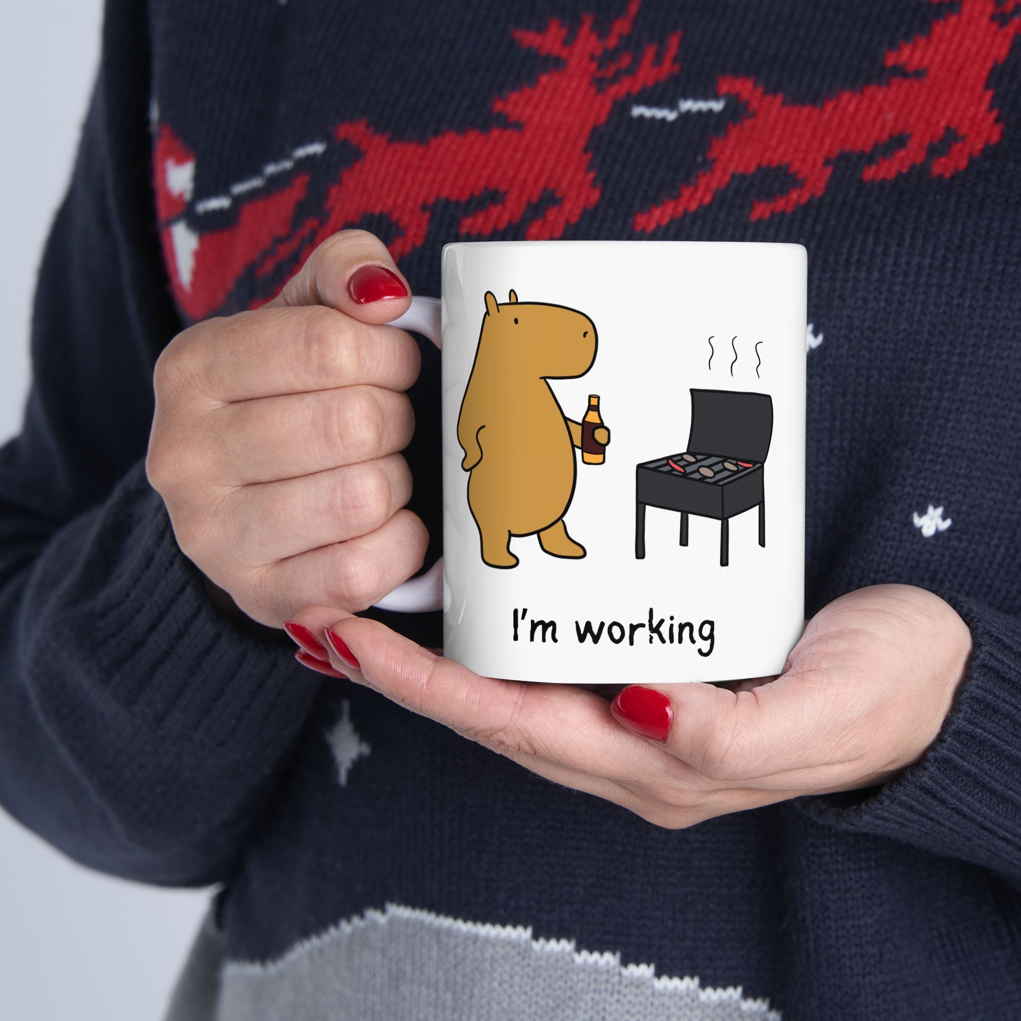 "I'm Working" Capybara Grillmaster Coffee Mug