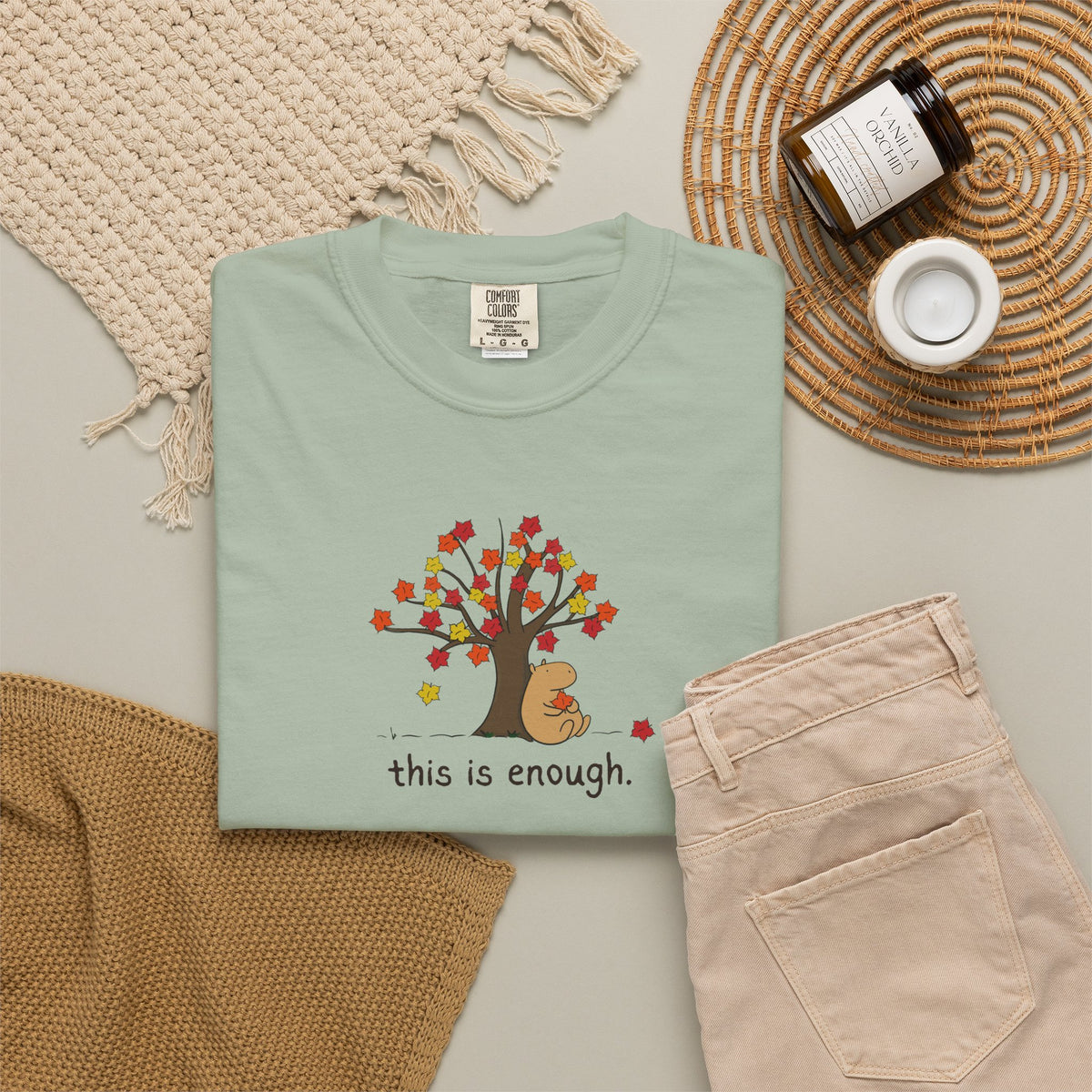 Copy of Autumn Leave This is Enough - Capybara Softstyle Adult T-Shirt