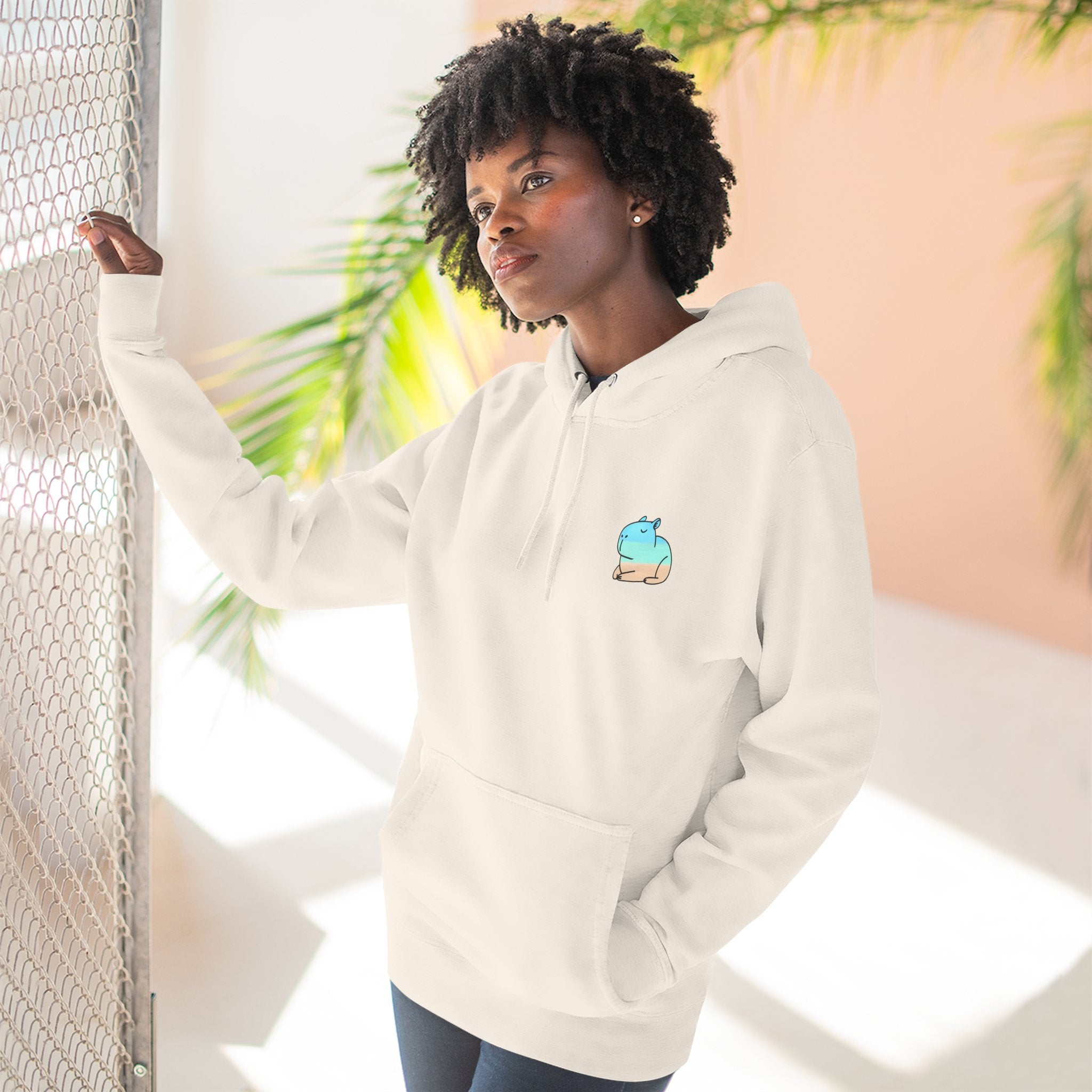 Capy Life Coastal Capybara Hoodie – Minimalist Beach Graphic Pullover