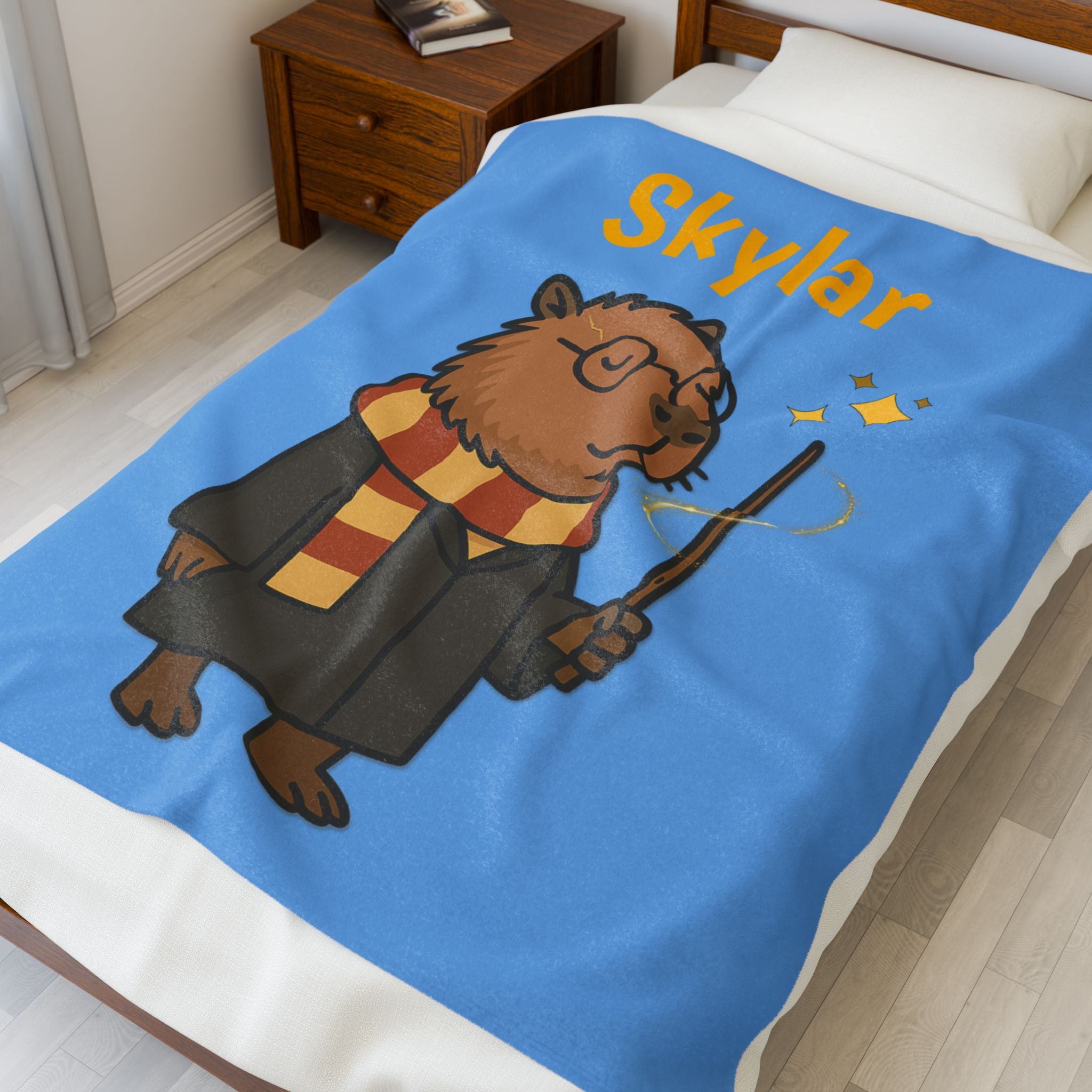 Hairy Potter Personalized Blanket | Custom Name Wizard Capybara Blanket