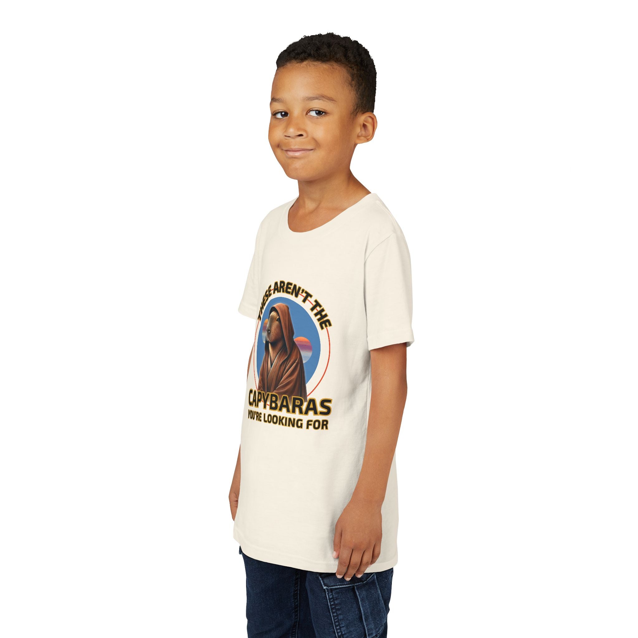 Star Wars Parody Shirt – These Aren’t the Capybaras You’re Looking For – Obi-Wan Capybara Tee – Funny Nerd Gift – Tatooine Suns Sci-Fi Shirt - Youth Unisex Tee