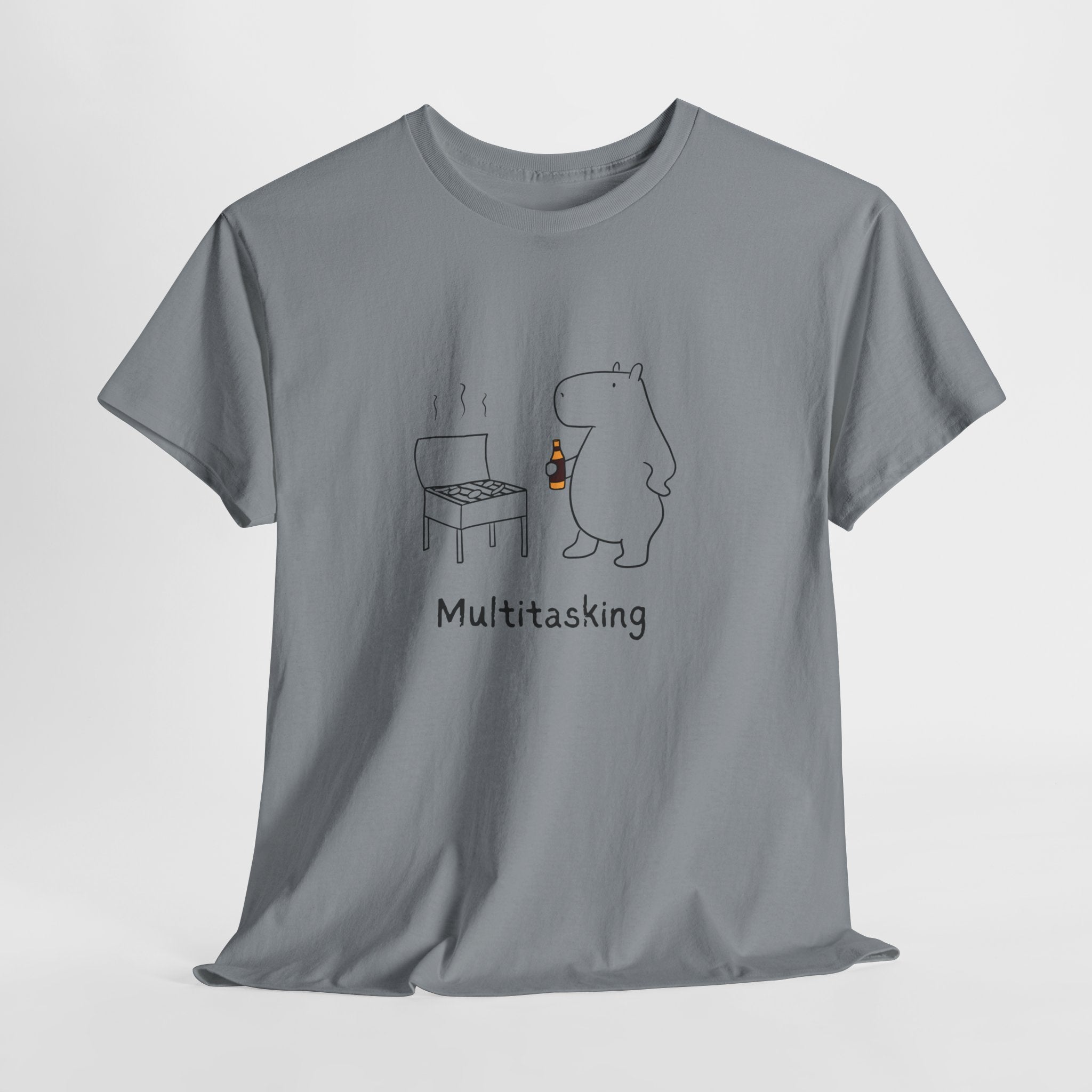 Multitasking BBQ – Funny Capybara Grilling Heavy Tee