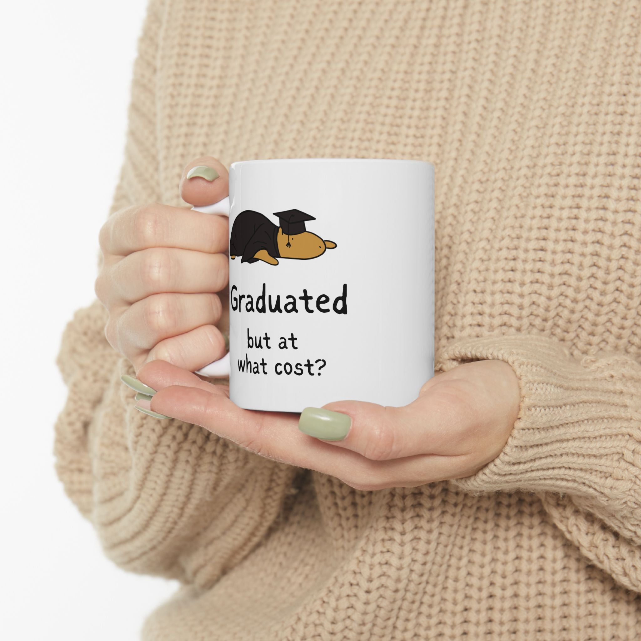 "Graduated, but at what cost?” Capybara Graduation Coffee Mug