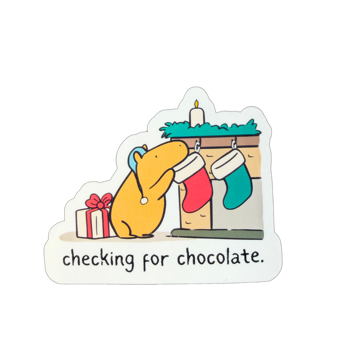 Checking for Chocolate – Die Cut Capybara Sticker