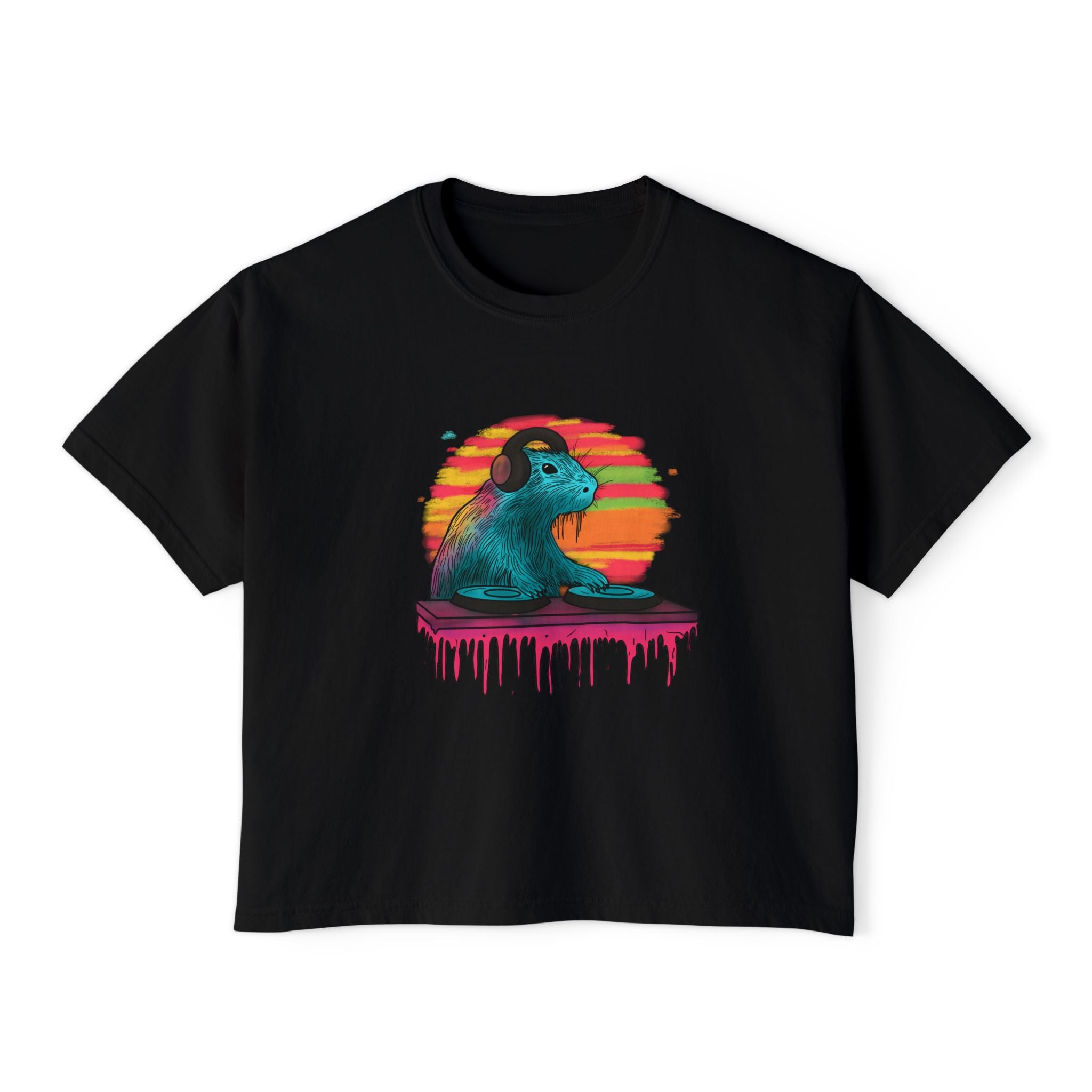 DJ Capybara Double Turntable - Women's Boxy Shirt